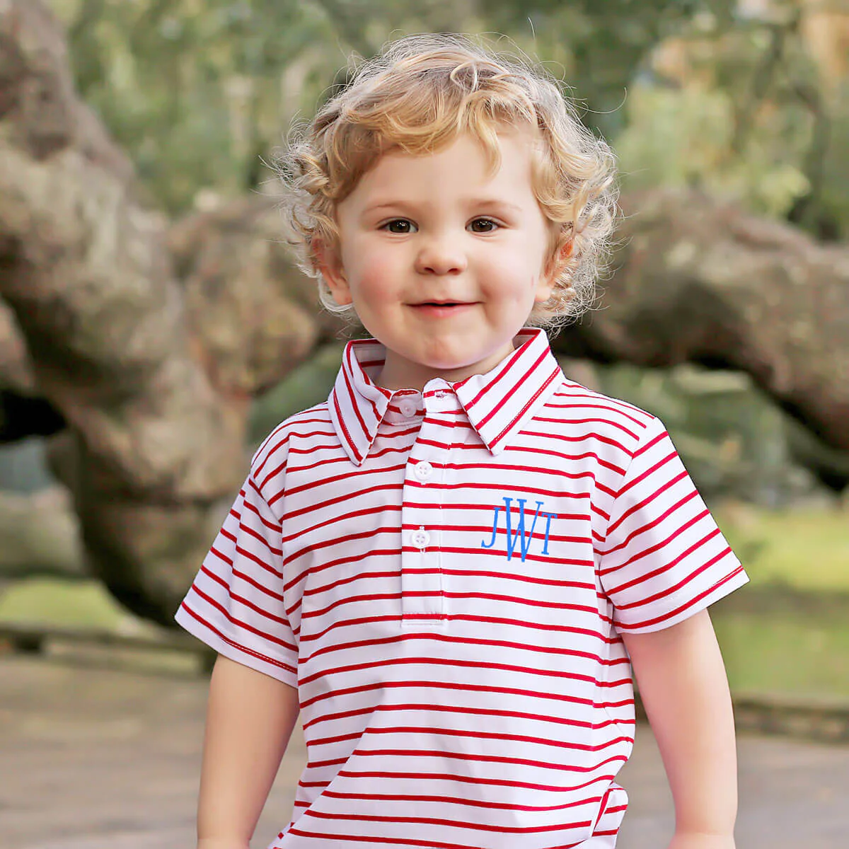 Crimson Red Stripe Knit Short Sleeve Polo - Image 2