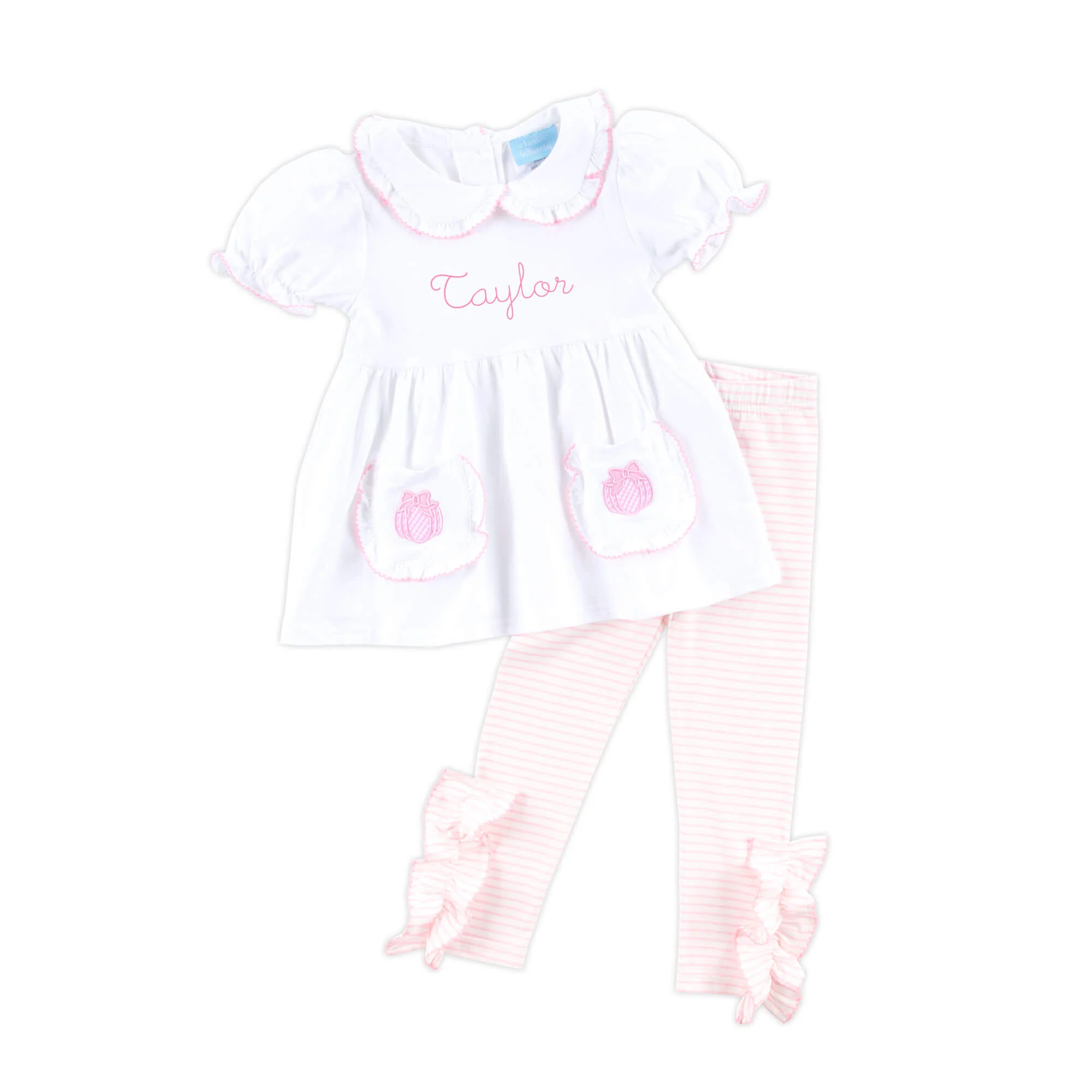 Cute as a Pumpkin Pink Stripe Caroline Legging Set - Image 2