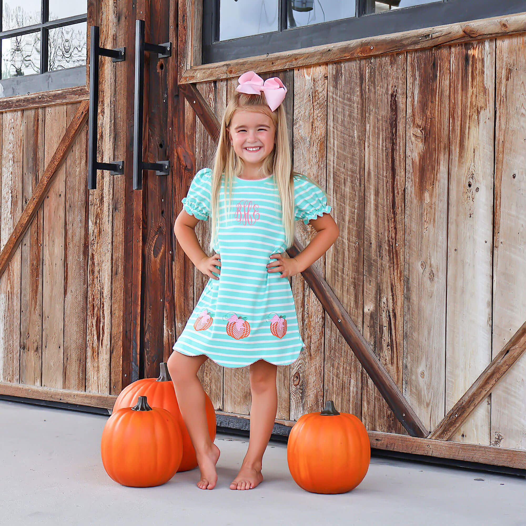 Cute Harvest Turquoise Stripe Dress