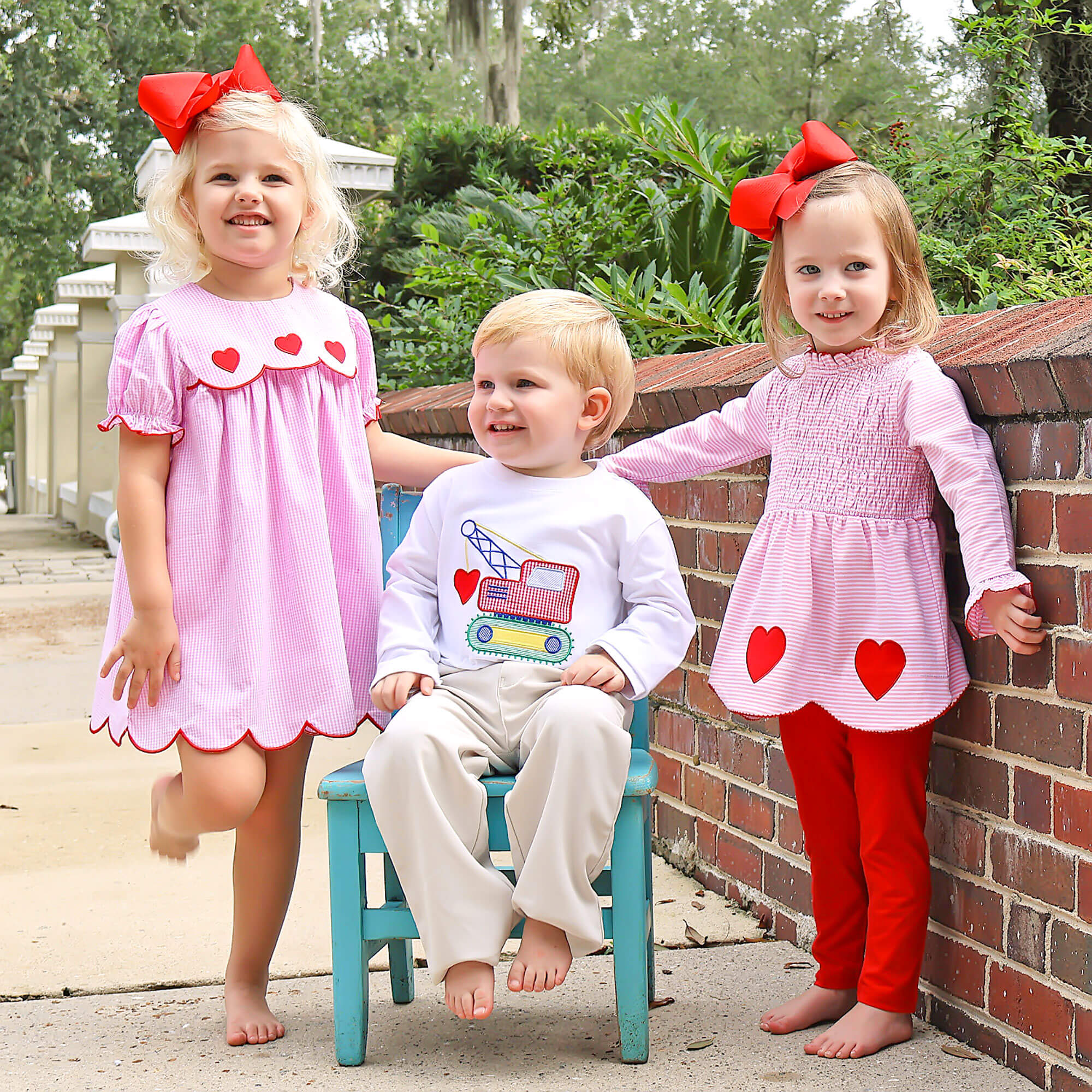 Cute Heart Pink Stripe Smocked Blake Legging Set - Image 3