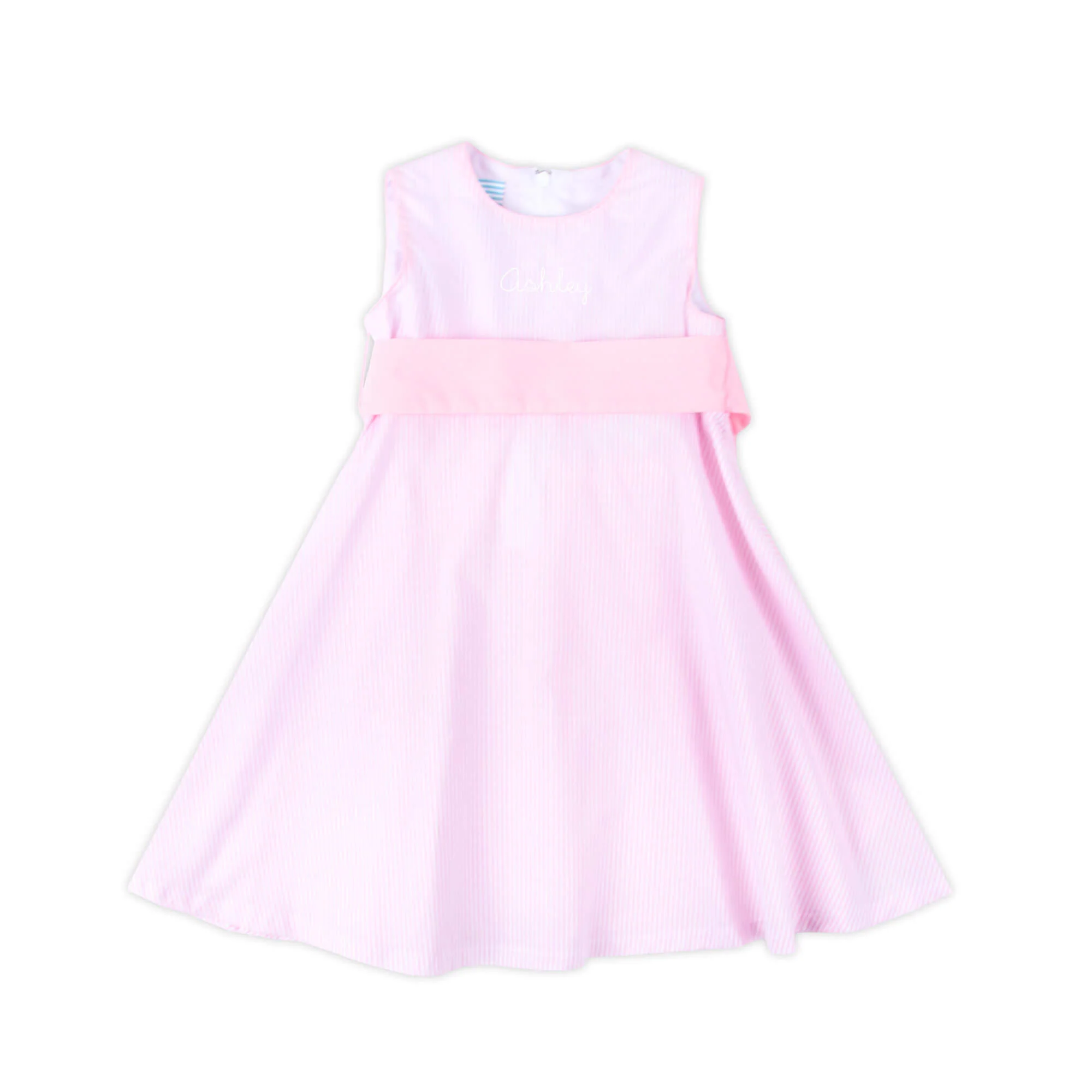 Cute Pink Stripe Sash Dress - Image 3