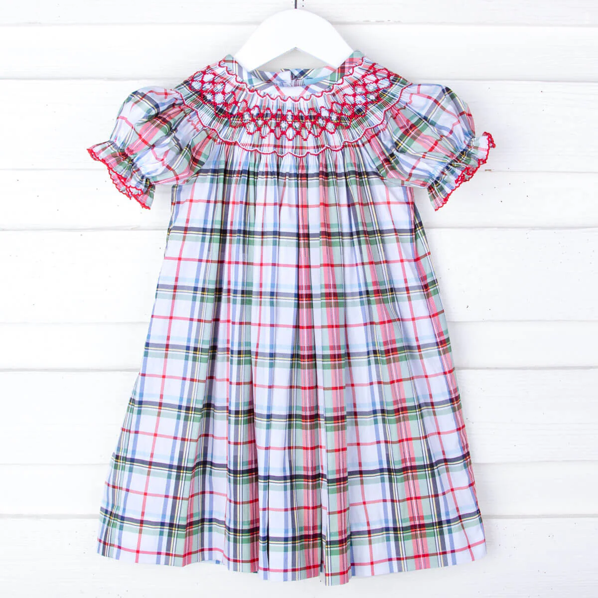 Douglas Plaid Smocked Bishop Dress