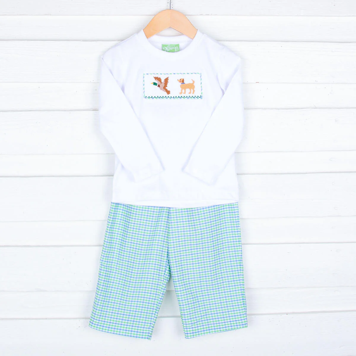 Duck Smocked Gingham Pant Set