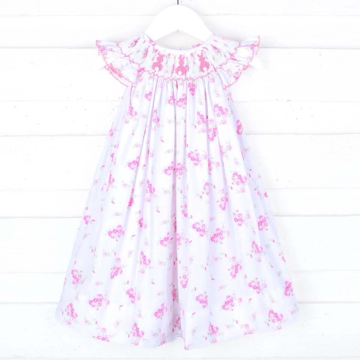 Easter Floral Bunny Smocked Dress