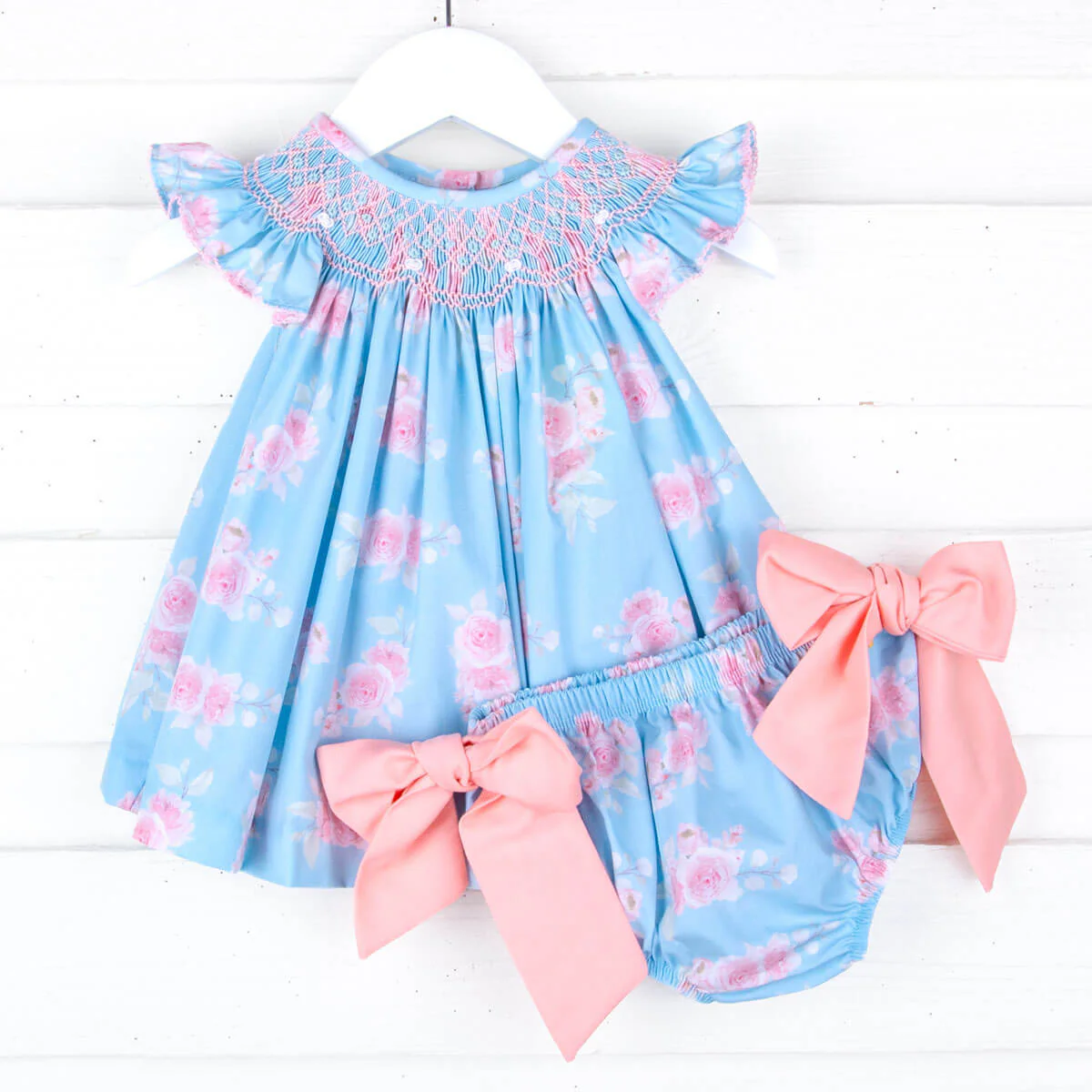 Easter Flowers Smocked Bloomer Set