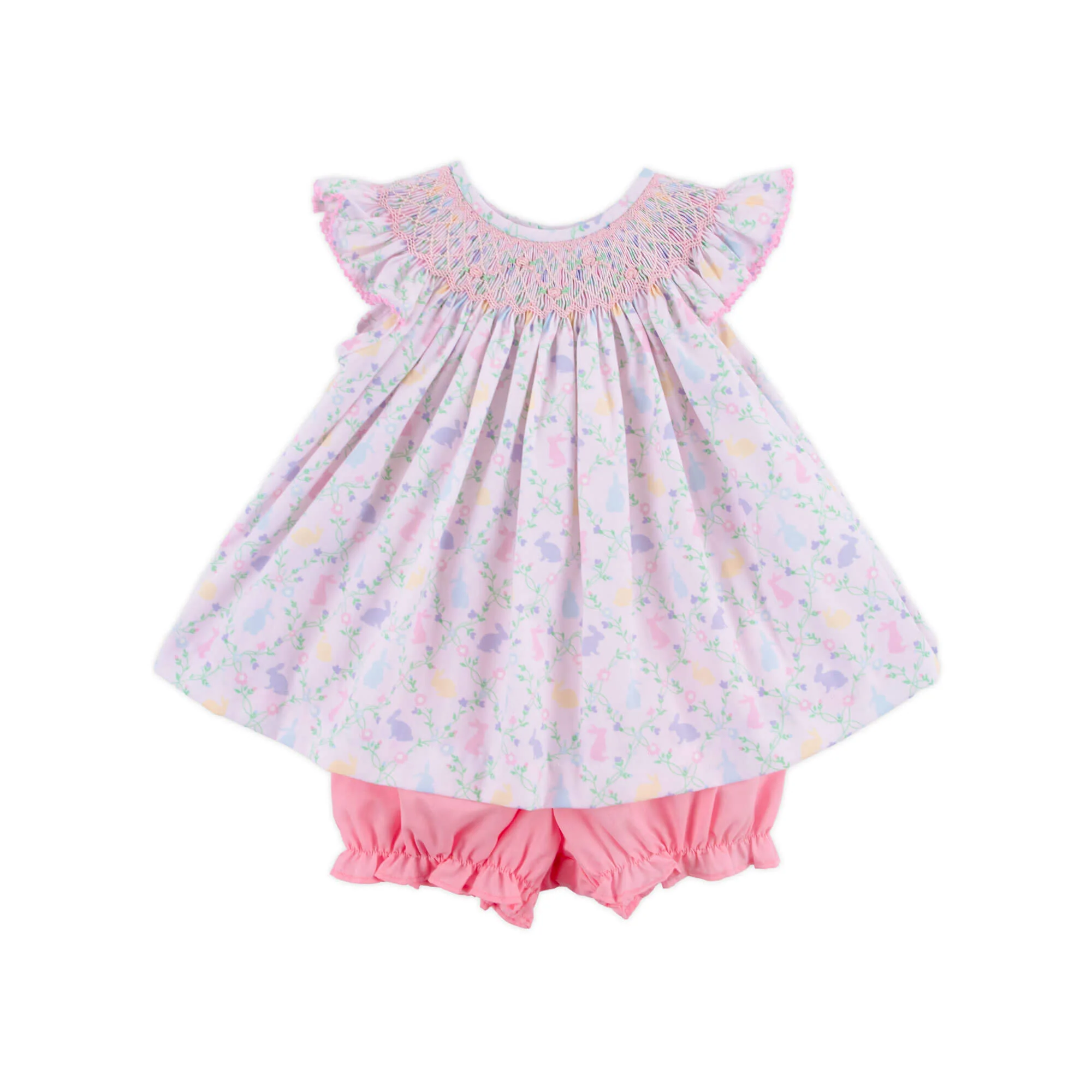 Easter Vine Smocked White Bloomer Set
