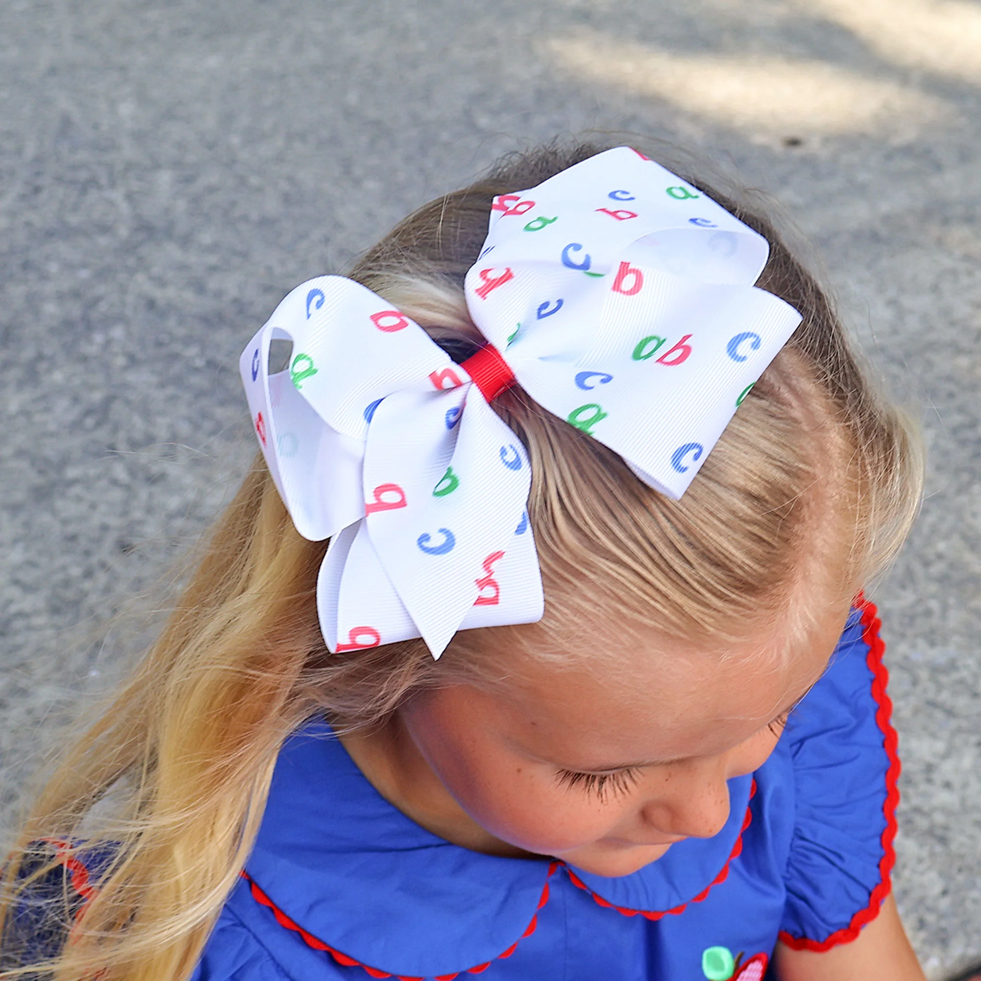 Easy as ABC Print Grosgrain Hair Bow - Image 2
