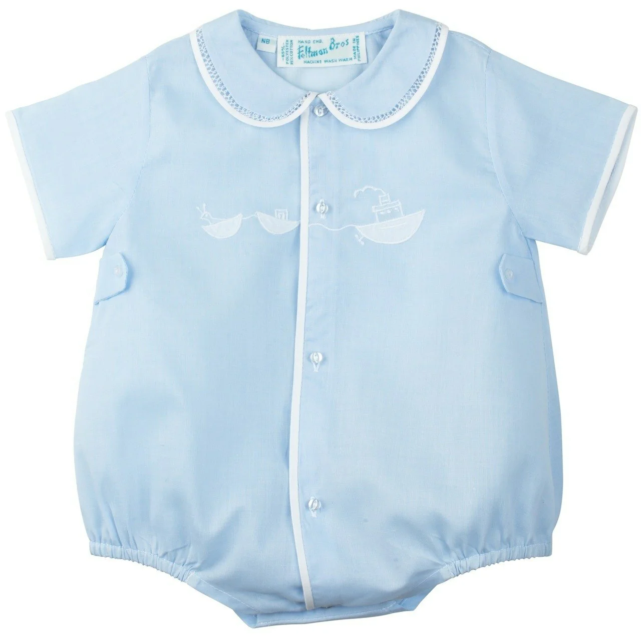 Blue Embroidered Boat Button Down Bubble