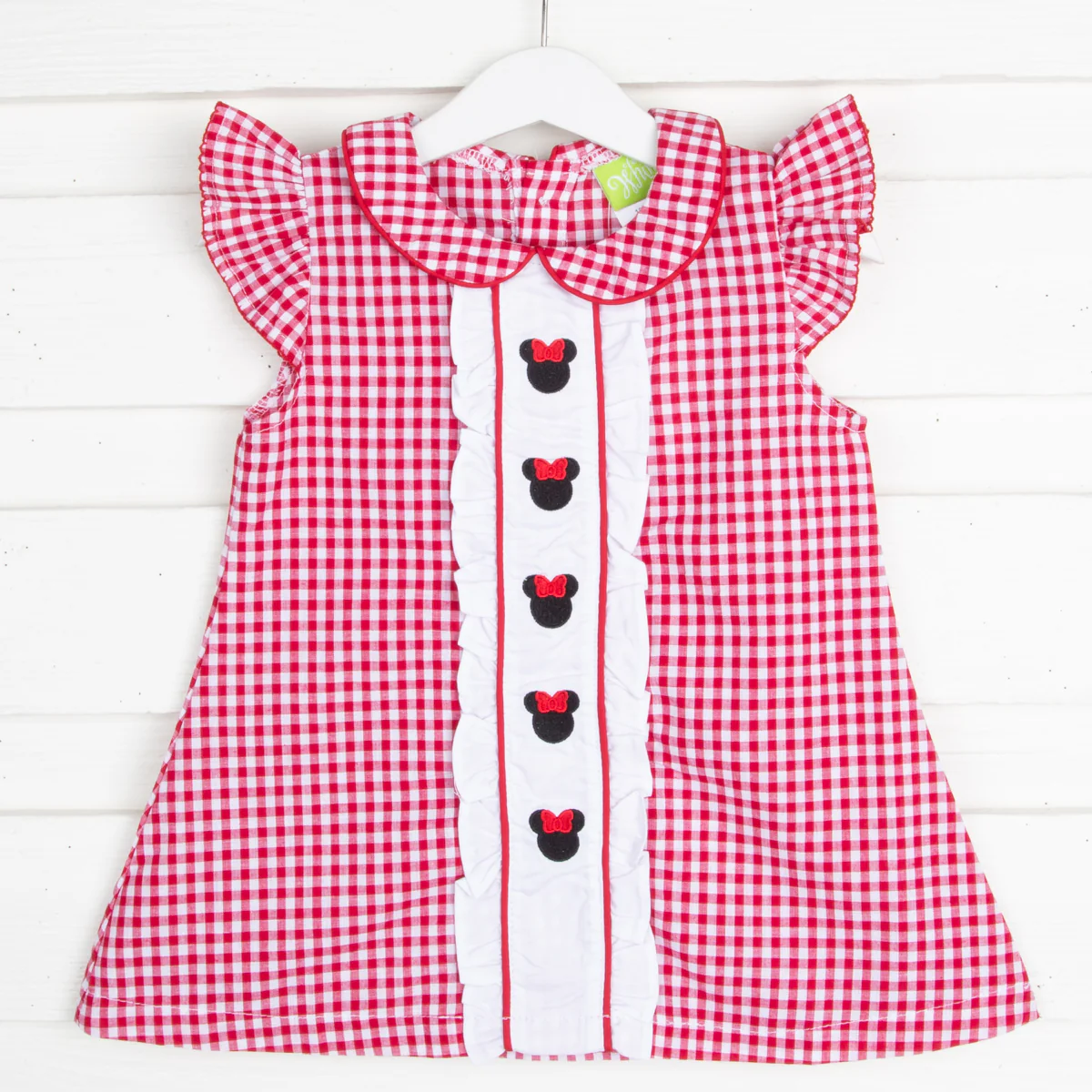Mouse Ears Center Embroidered Red Dress