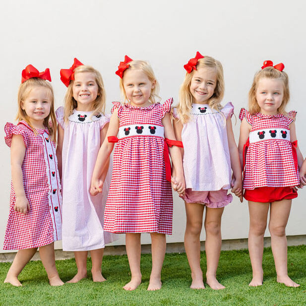 Mouse Ears Center Embroidered Red Dress - Image 5