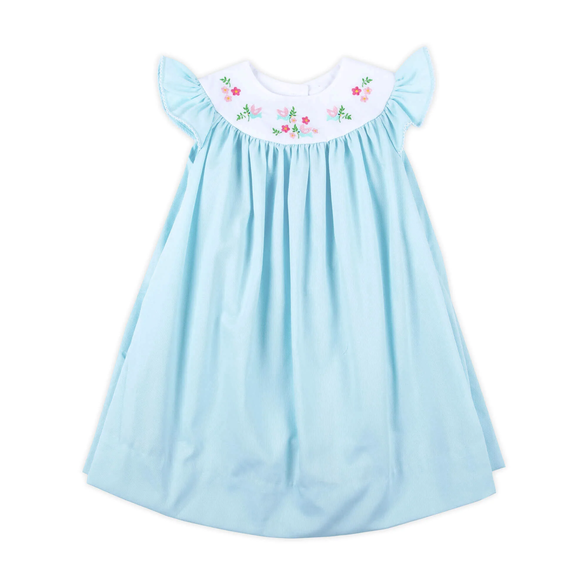 Embroidered Bird Pique Dress Mint