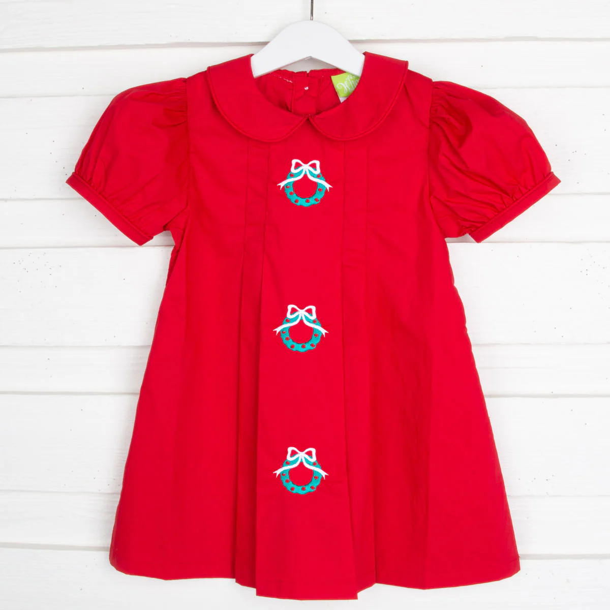 Embroidered Wreath Dress Red