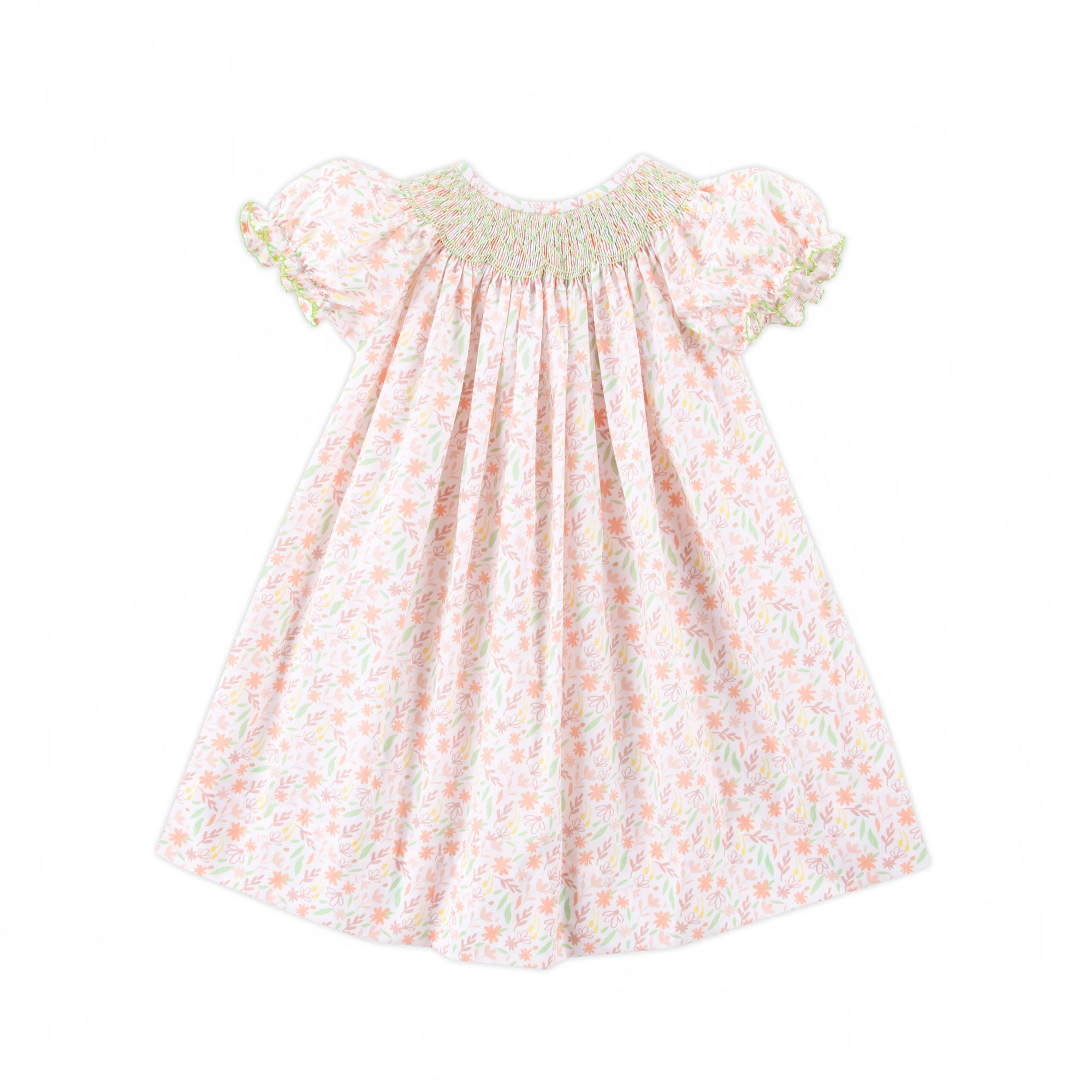 Fall Leaf Floral Smocked Bishop Dress