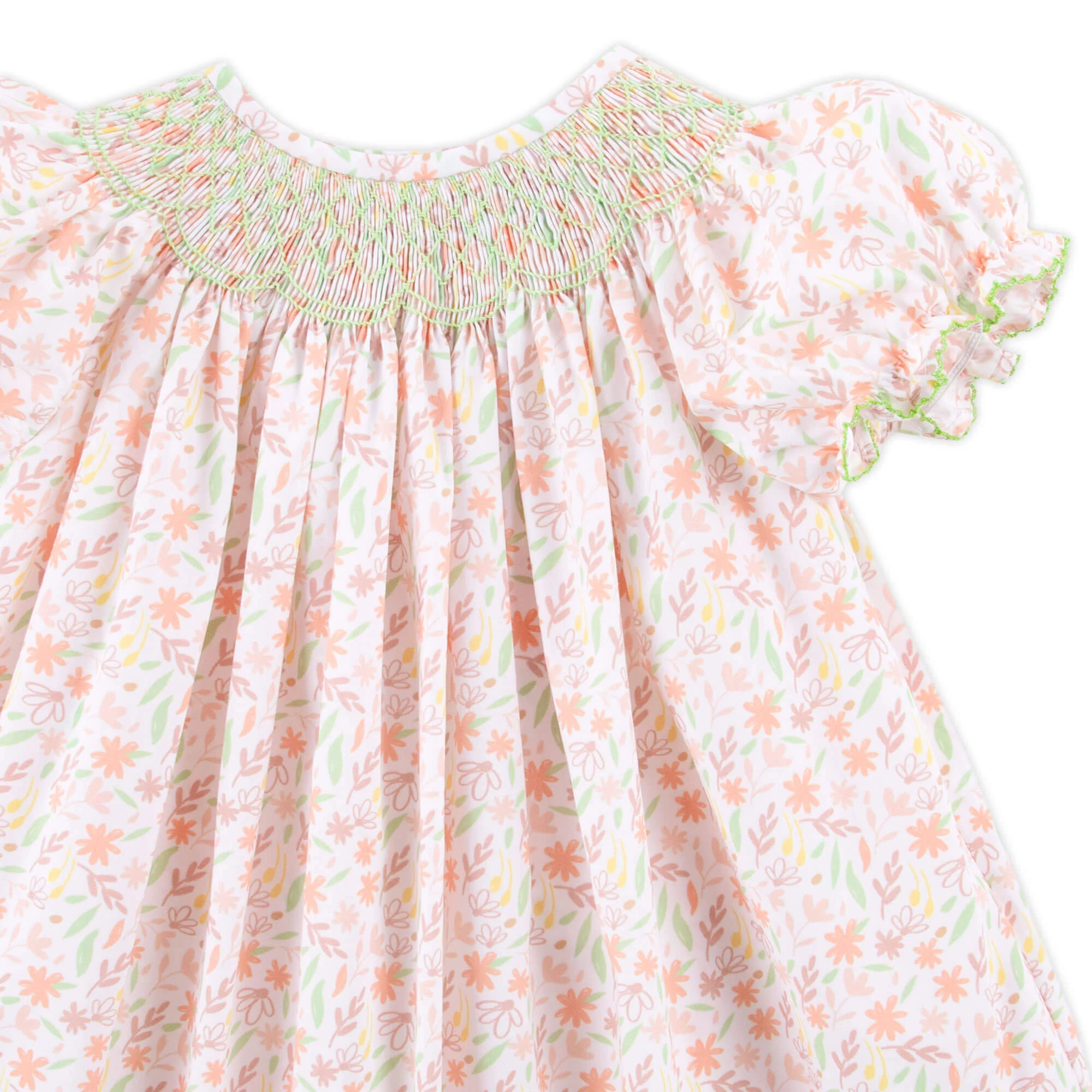 Fall Leaf Floral Smocked Long Bubble - Image 2