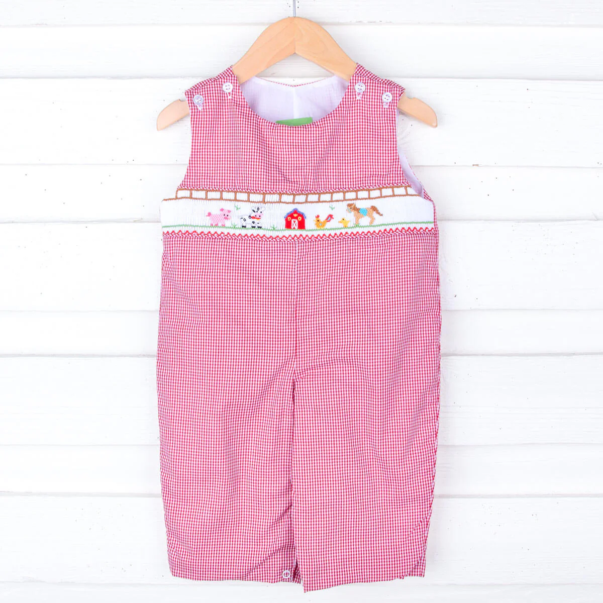 Farm Smocked Red Gingham Longall