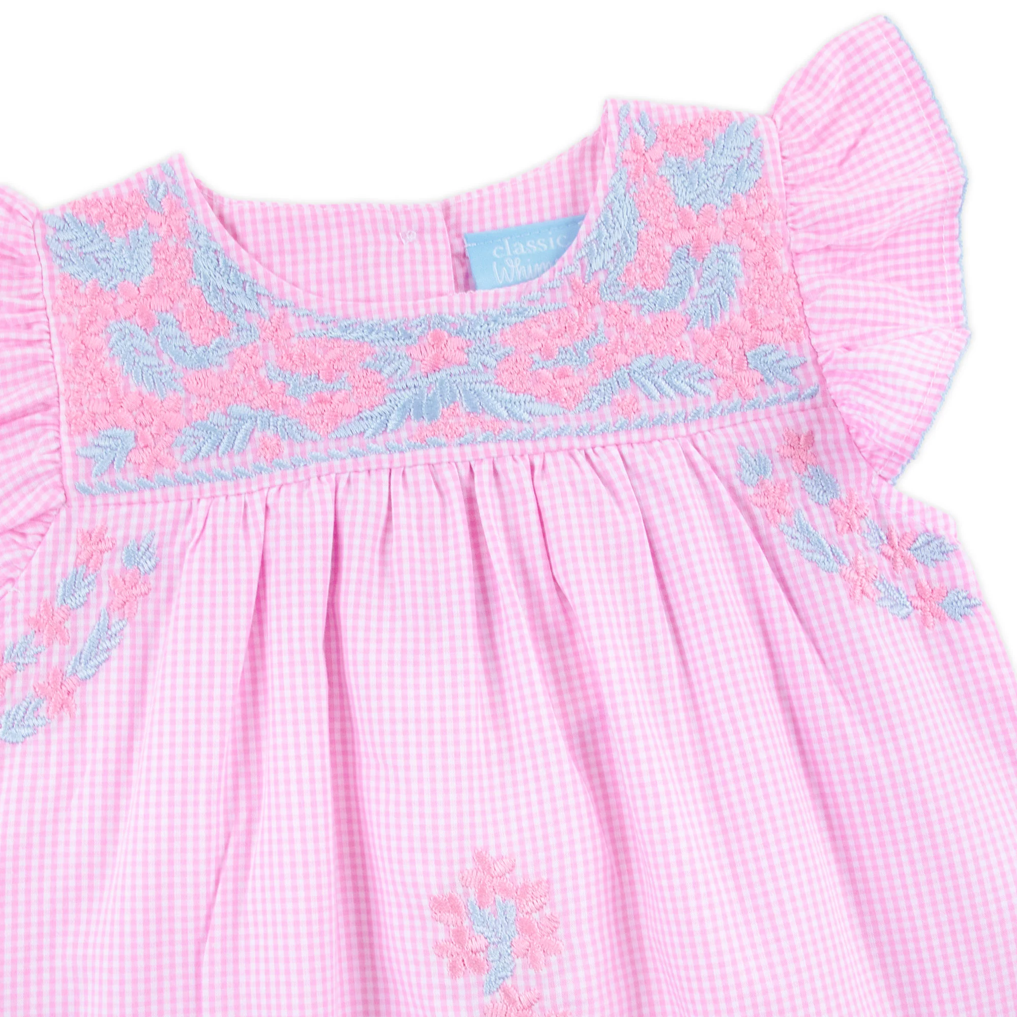 Pink Gingham Embroidered Women's Beach Dress - Image 2