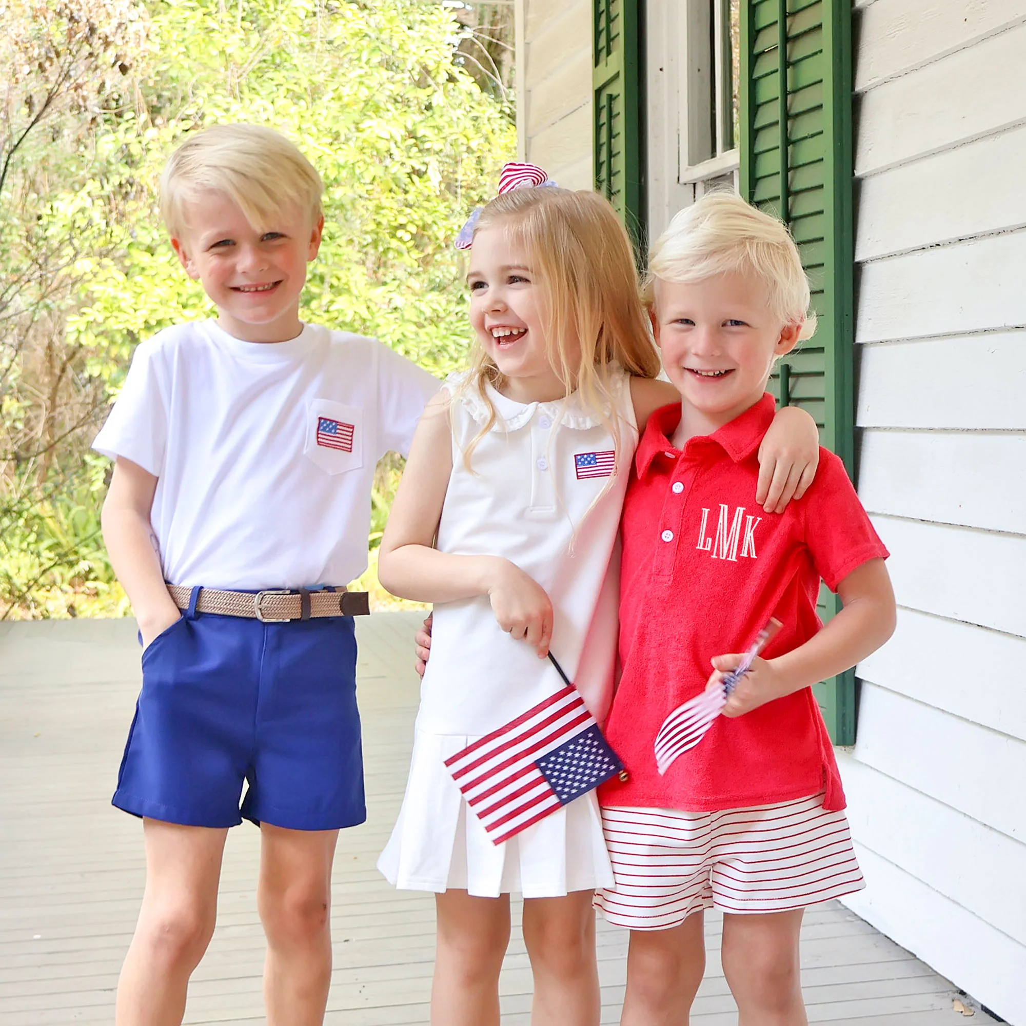 Flag Embroidered White Short Sleeve Pocket Shirt - Image 4