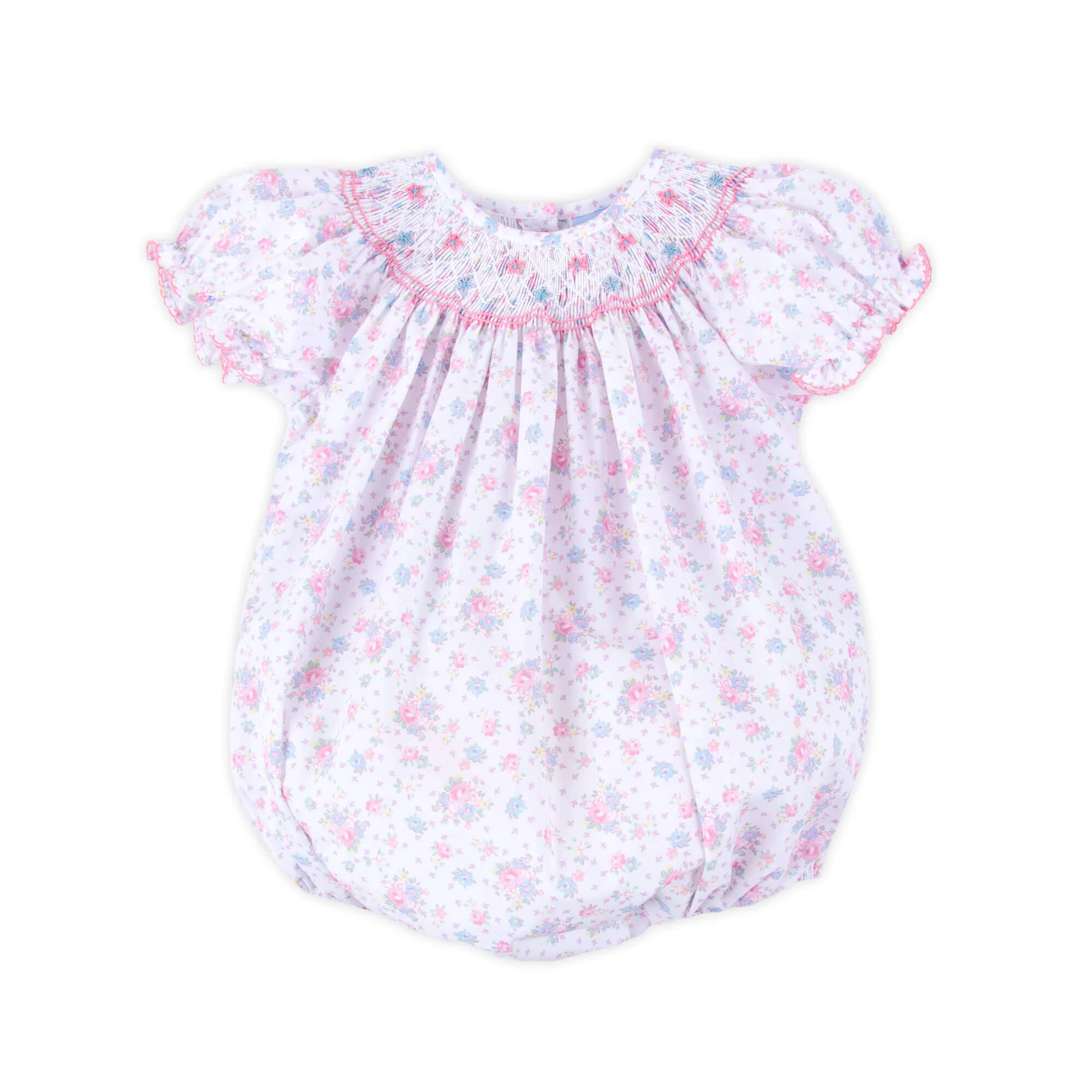 Floral Blooms Pink Smocked Bubble