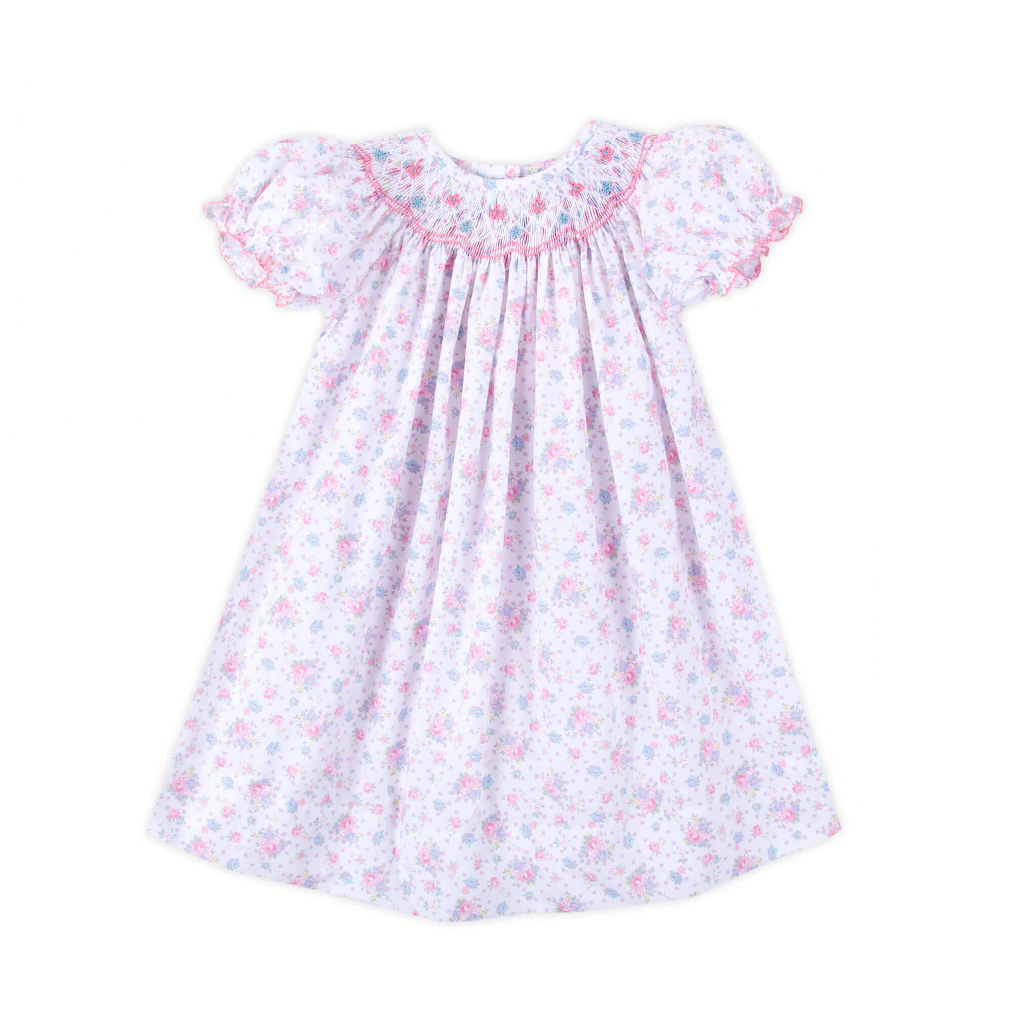 Floral Blooms Pink Smocked Bishop Dress
