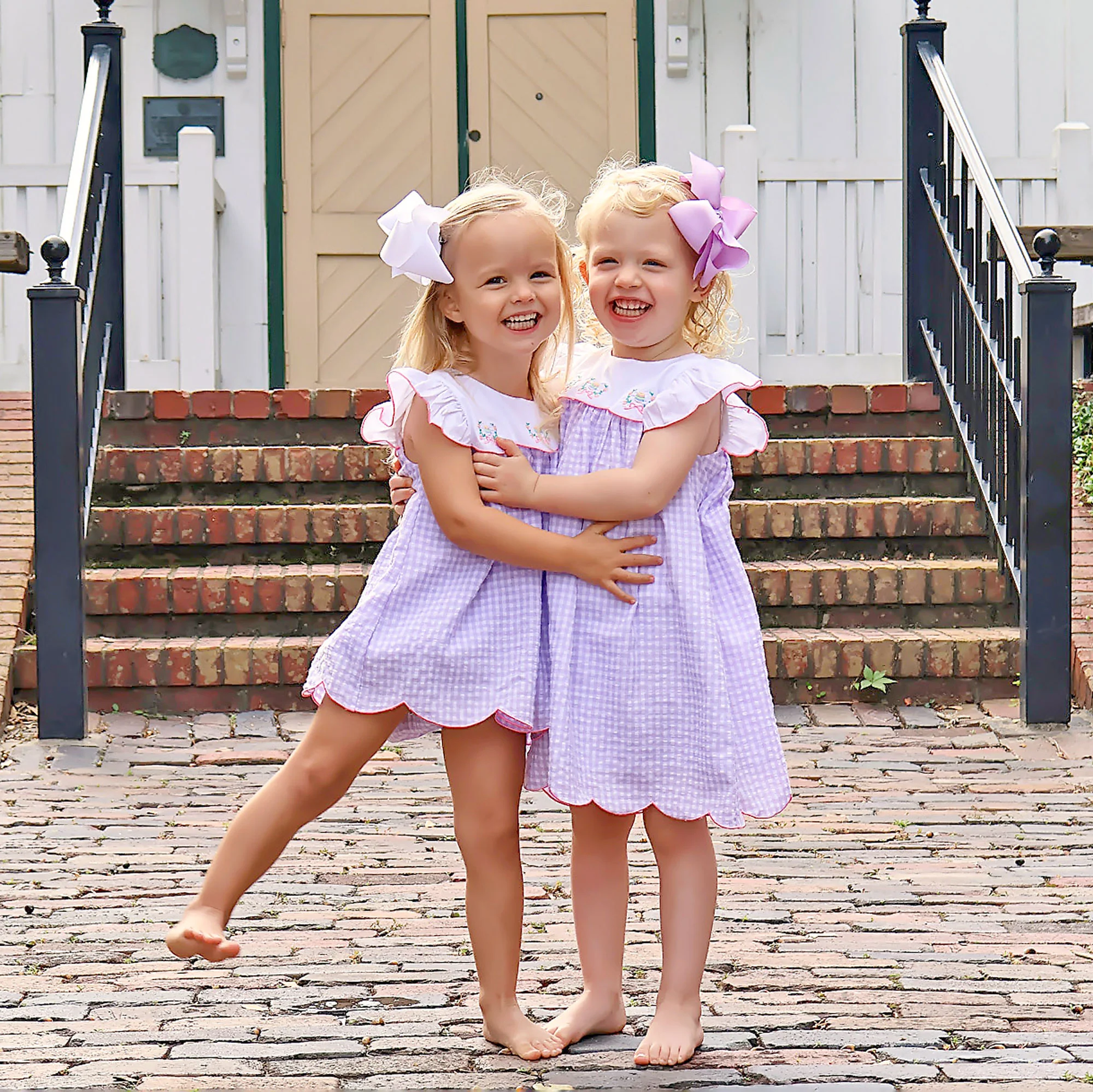 Floral Eggs Purple Gingham Amelia Dress - Image 5