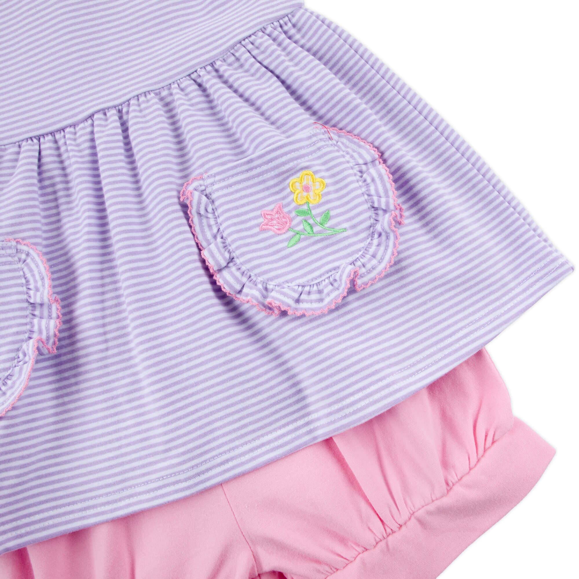 Flower Applique Purple Stripe Caroline Short Set - Image 2