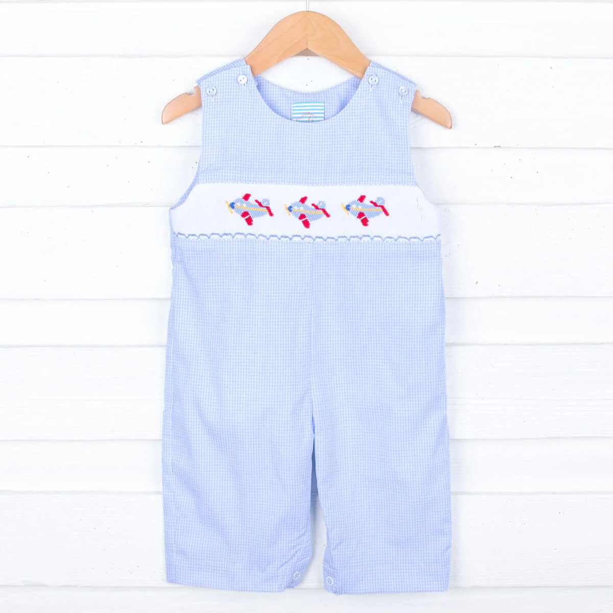 Fly High Smocked Airplane Longall Blue