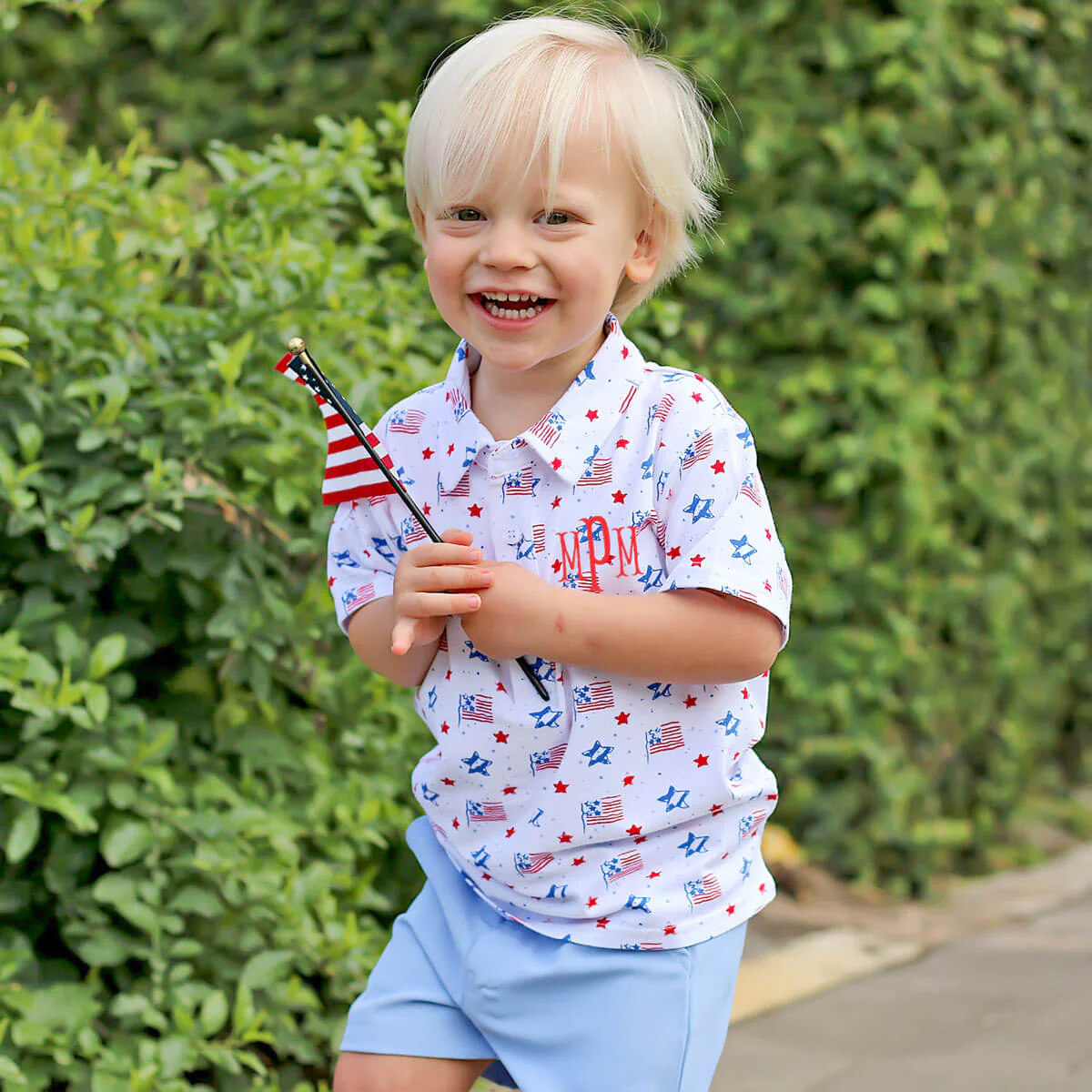 Flag Print Polo Shirt