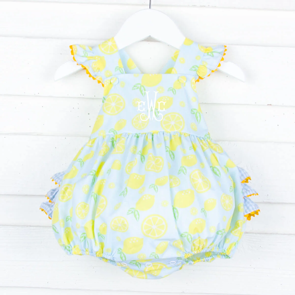 Fresh Lemon Print Ruffle Bubble