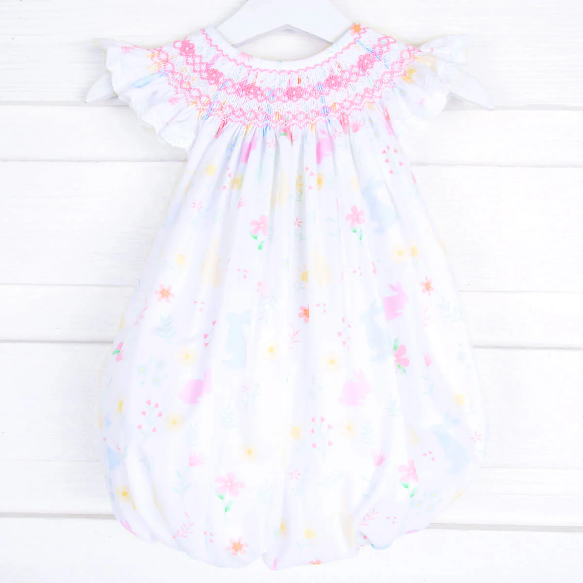 Bunny Meadow Geometric Smocked Bubble