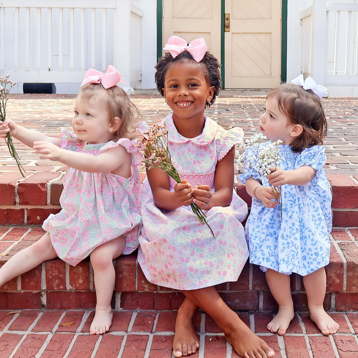 Blue Floral Smocked Bishop Bloomer Set - Image 6