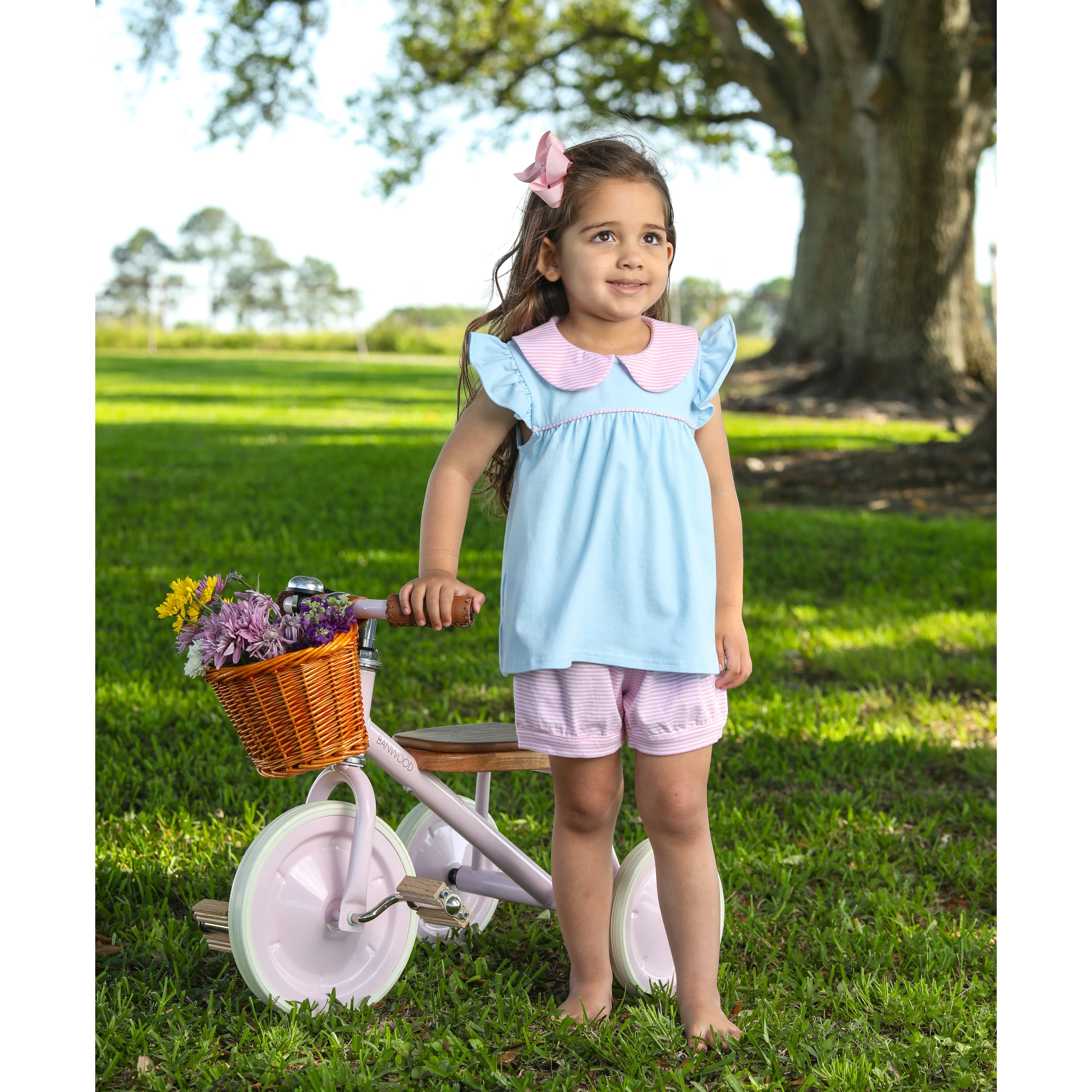 Genevieve Blue and Pink Knit Short Set - Image 2