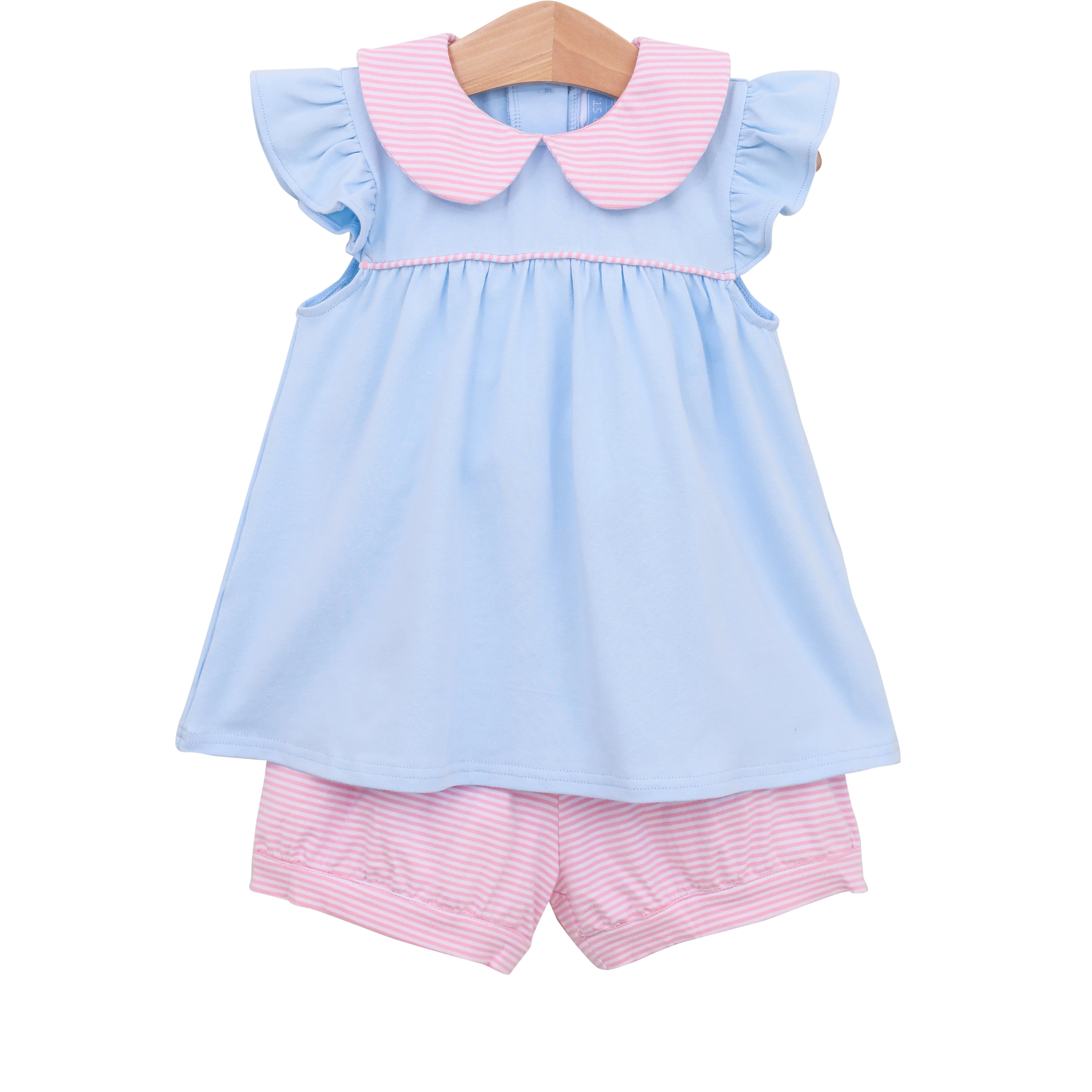 Genevieve Blue and Pink Knit Short Set - Image 3