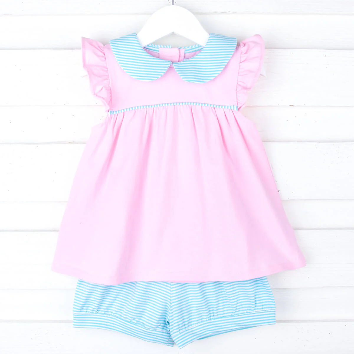 Genevieve Mint Stripe & Pink Knit Short Set