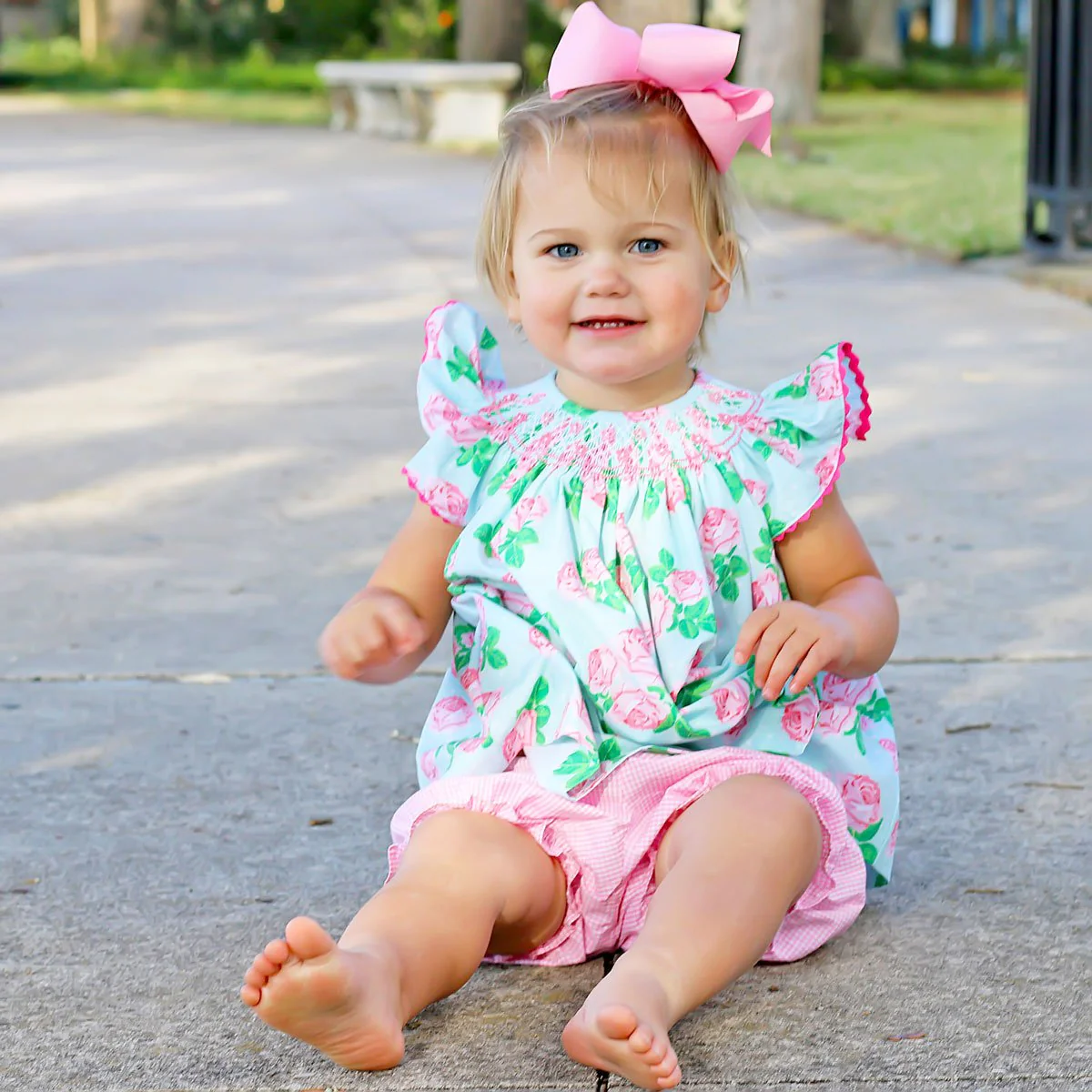 Geometric Smocked Bloomer Set Vintage Blooms