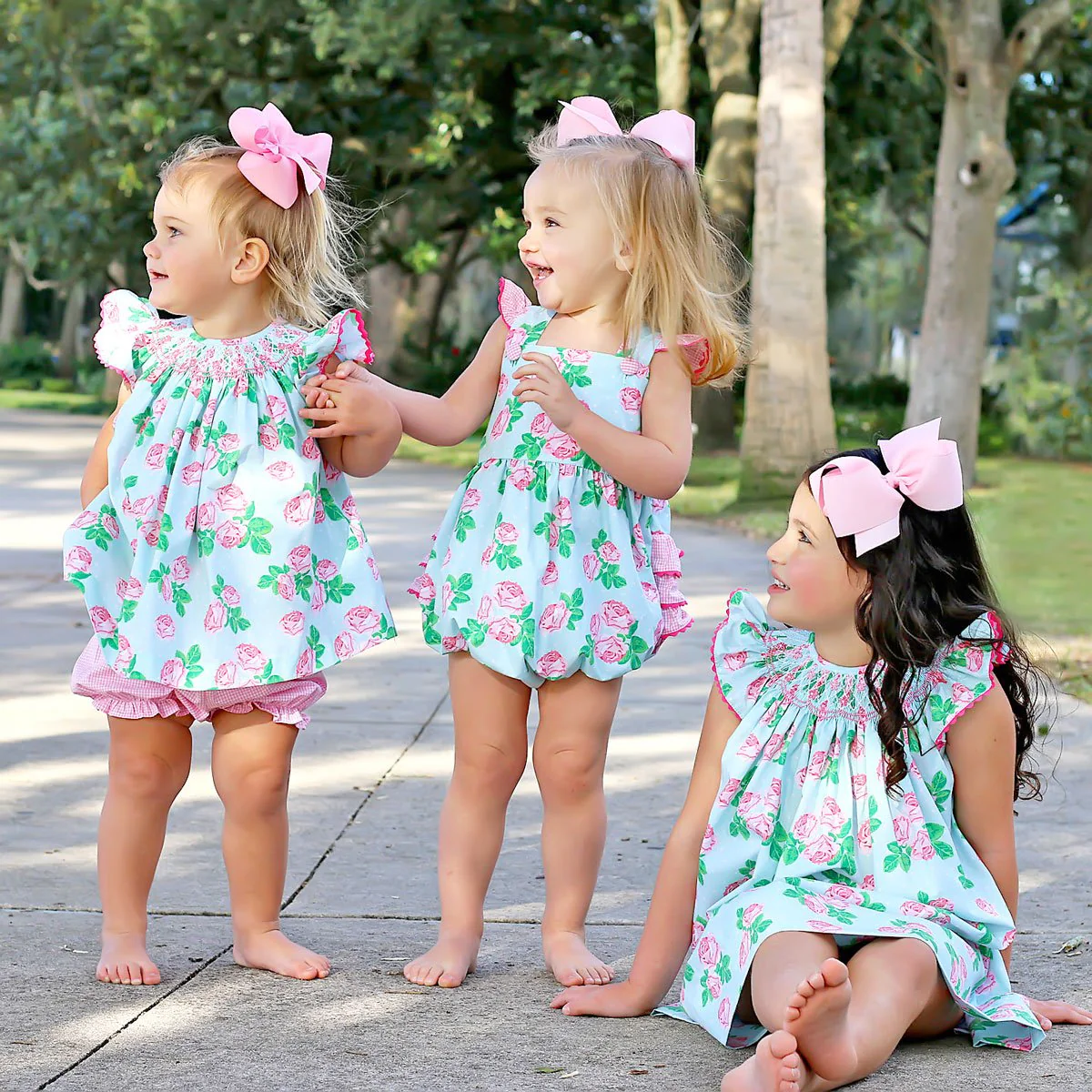 Geometric Smocked Bloomer Set Vintage Blooms - Image 3