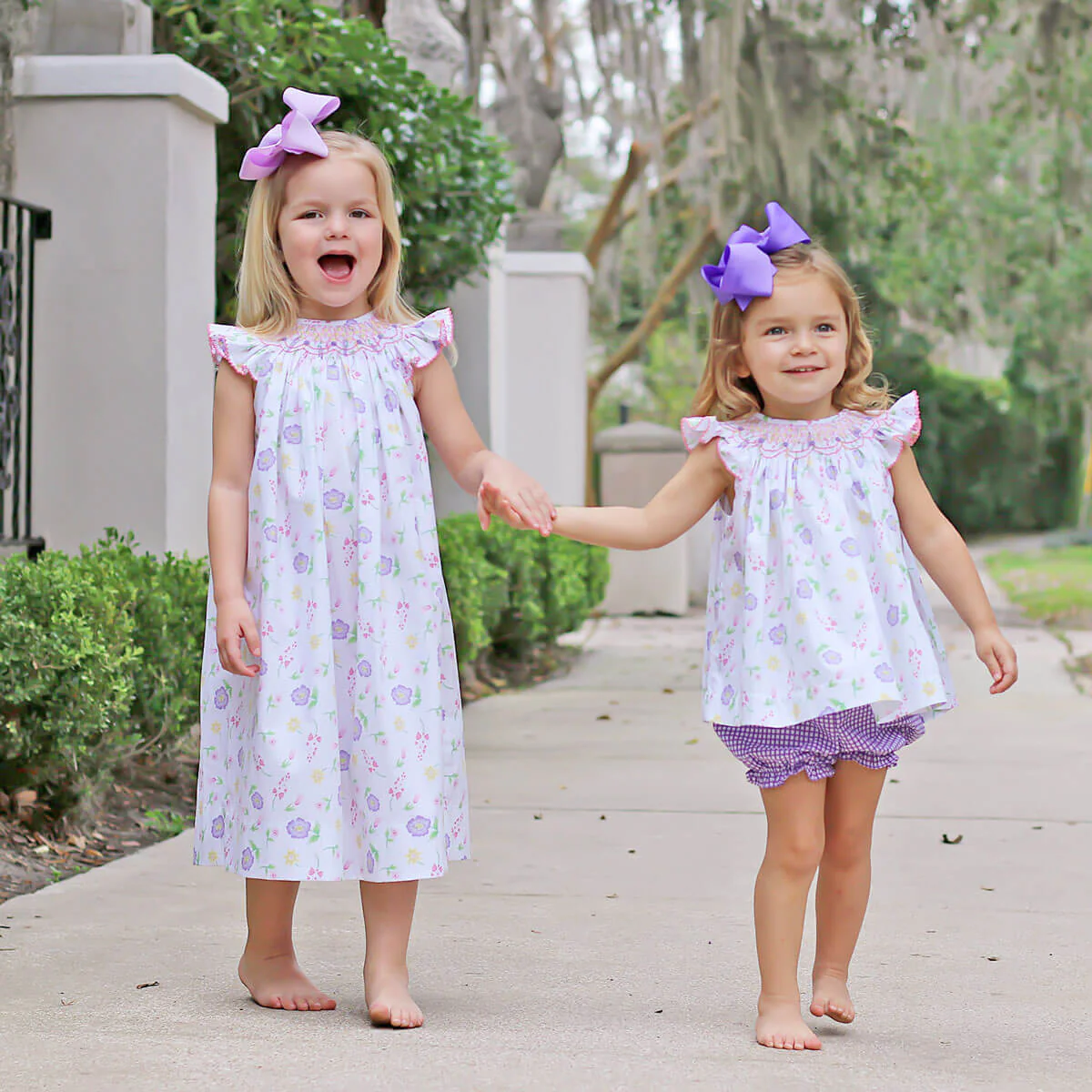 Geometric Smocked Flower Garden Bloomer Set - Image 5
