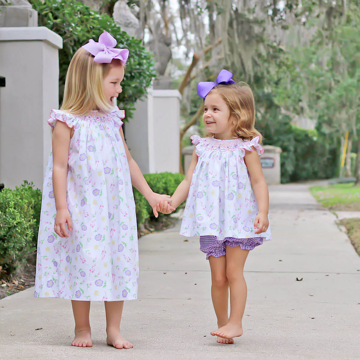 Geometric Smocked Flower Garden Bloomer Set - Image 6