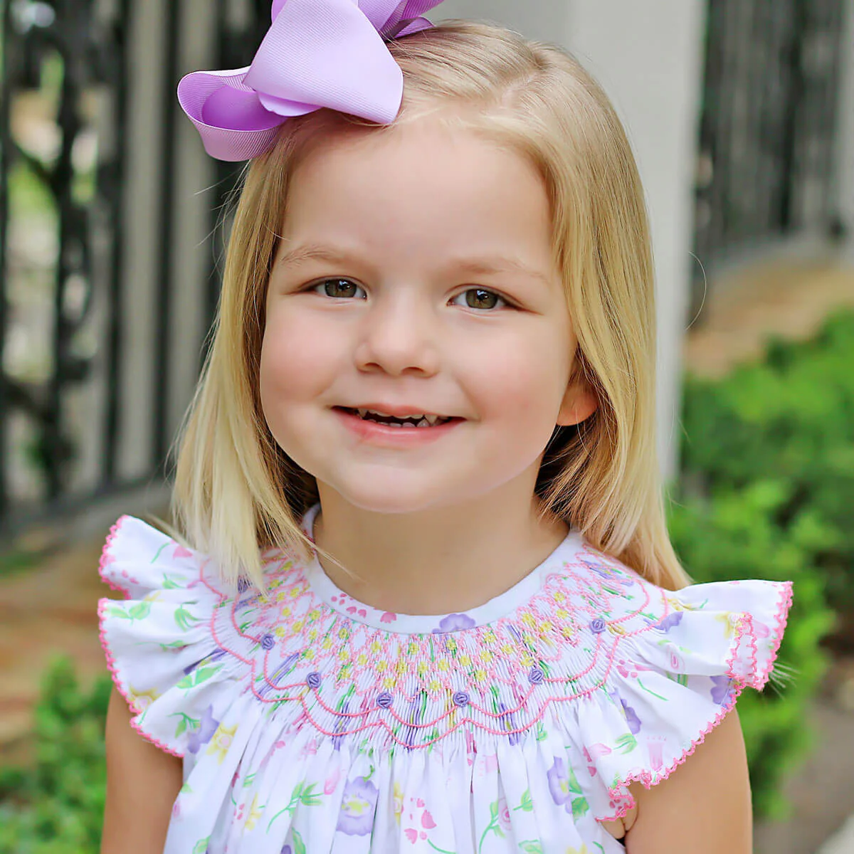 Geometric Smocked Flower Garden Dress