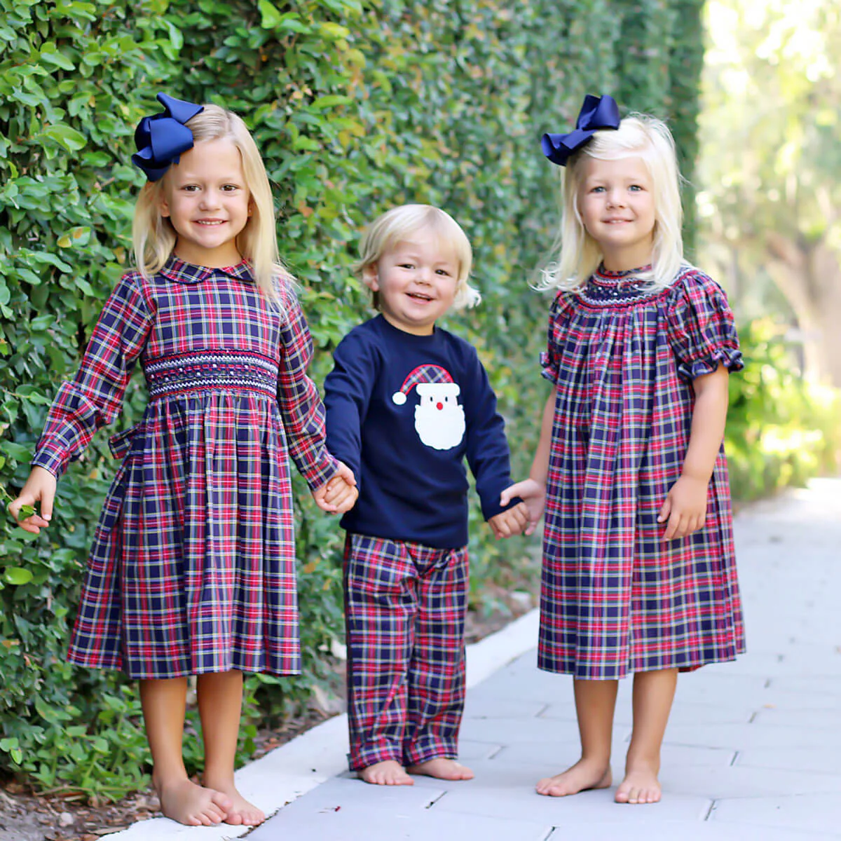 Geometric Smocked Vermont Plaid Long Sleeve Dress - Image 4