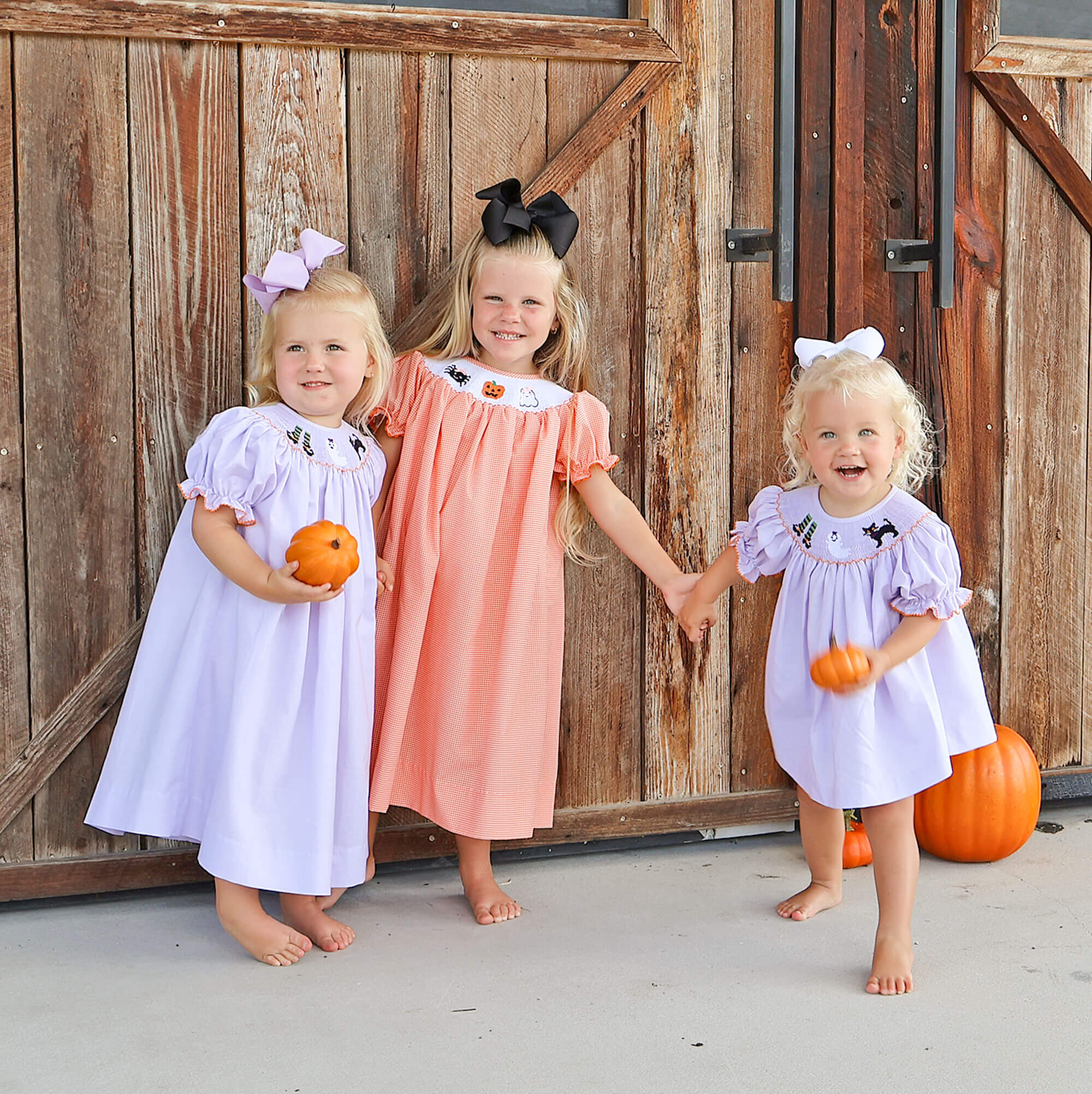 Scary Smocked Orange Gingham Bishop Dress - Image 6
