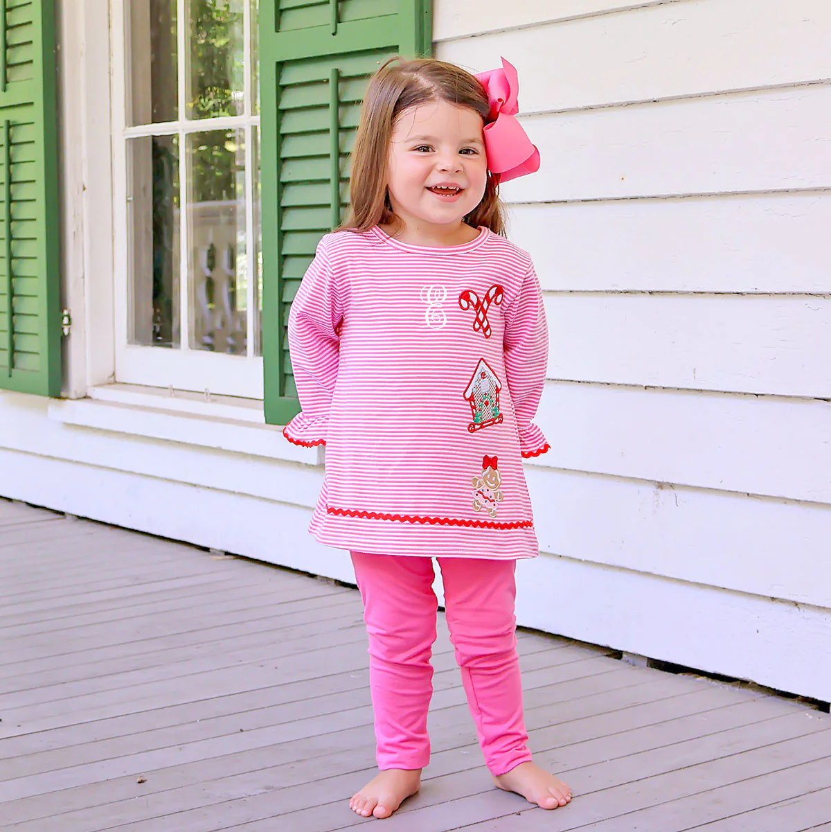 Gingerbread House Pink Stripe Milly Tunic Legging Set
