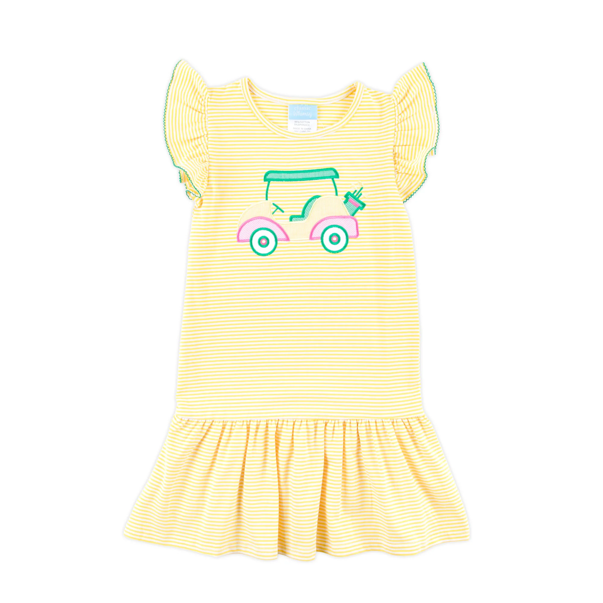 Golf Cart Yellow Stripe Lainey Dress - Image 4