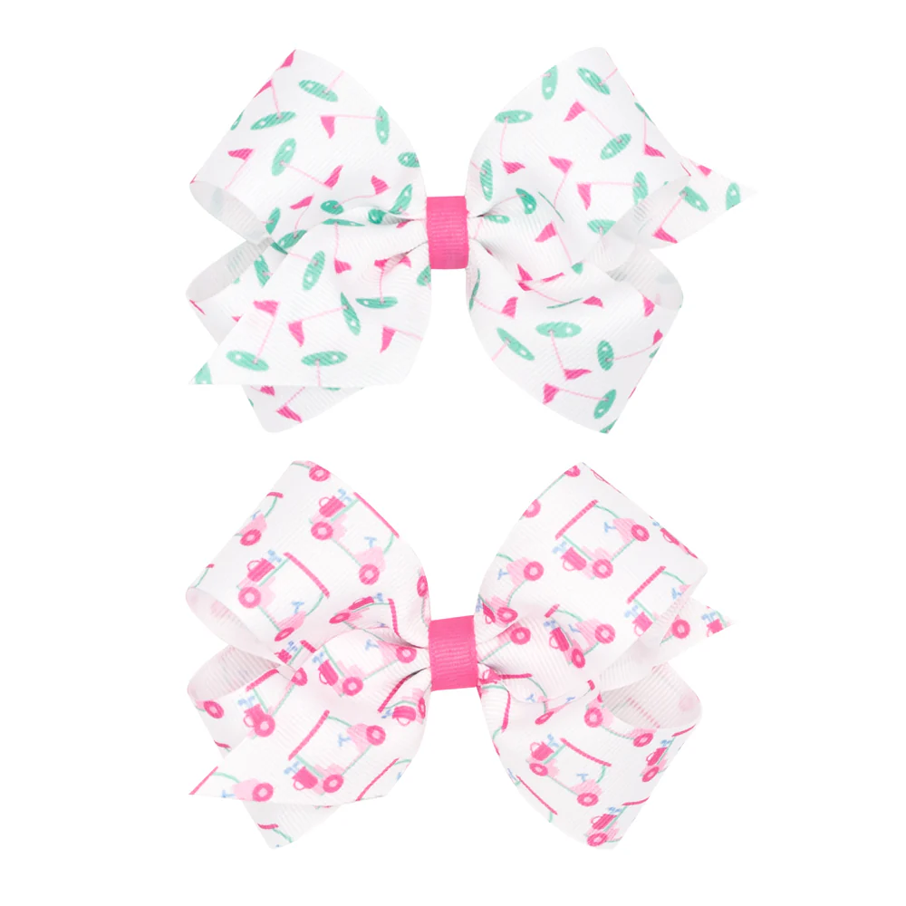 Golf Country Club Print Grosgrain Bow