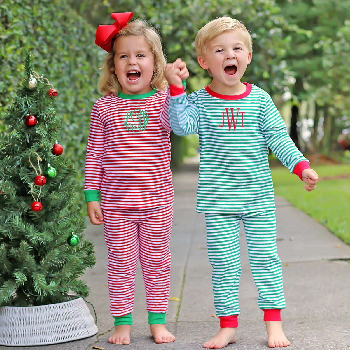 Green Candy Cane Stripe Pajamas - Image 7