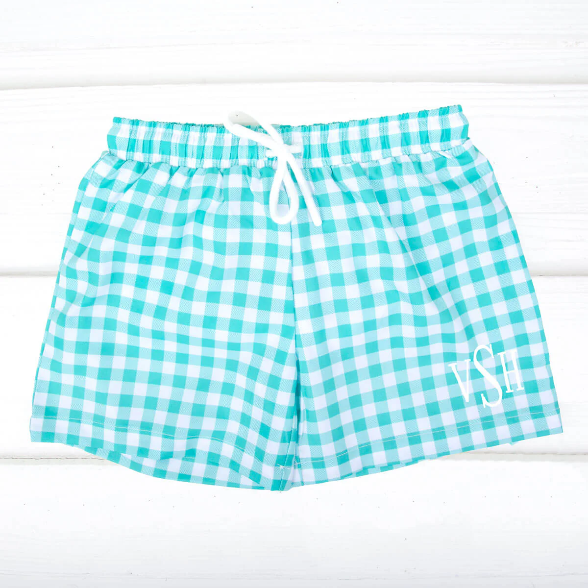 Green Check Swim Trunks