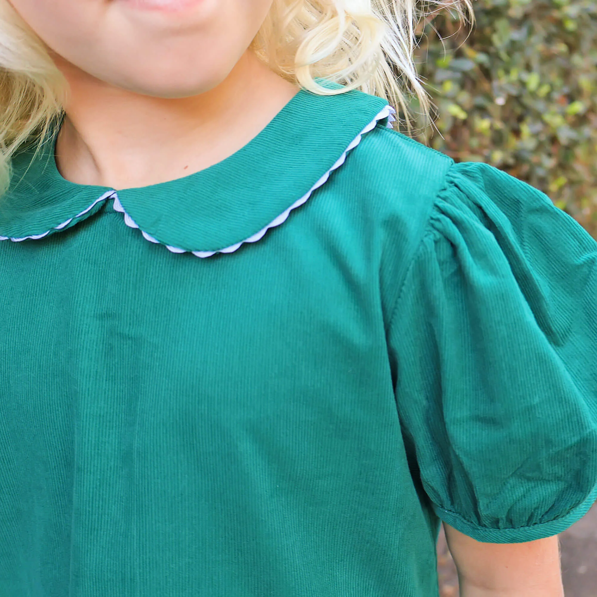 Green Corduroy Collared Sally Dress - Image 3