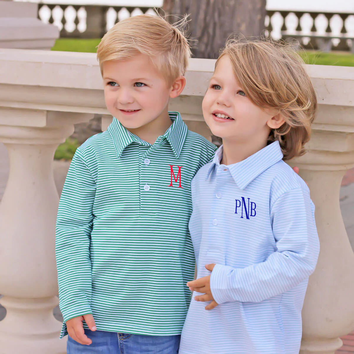 Green Stripe Long Sleeve Polo Shirt - Image 4