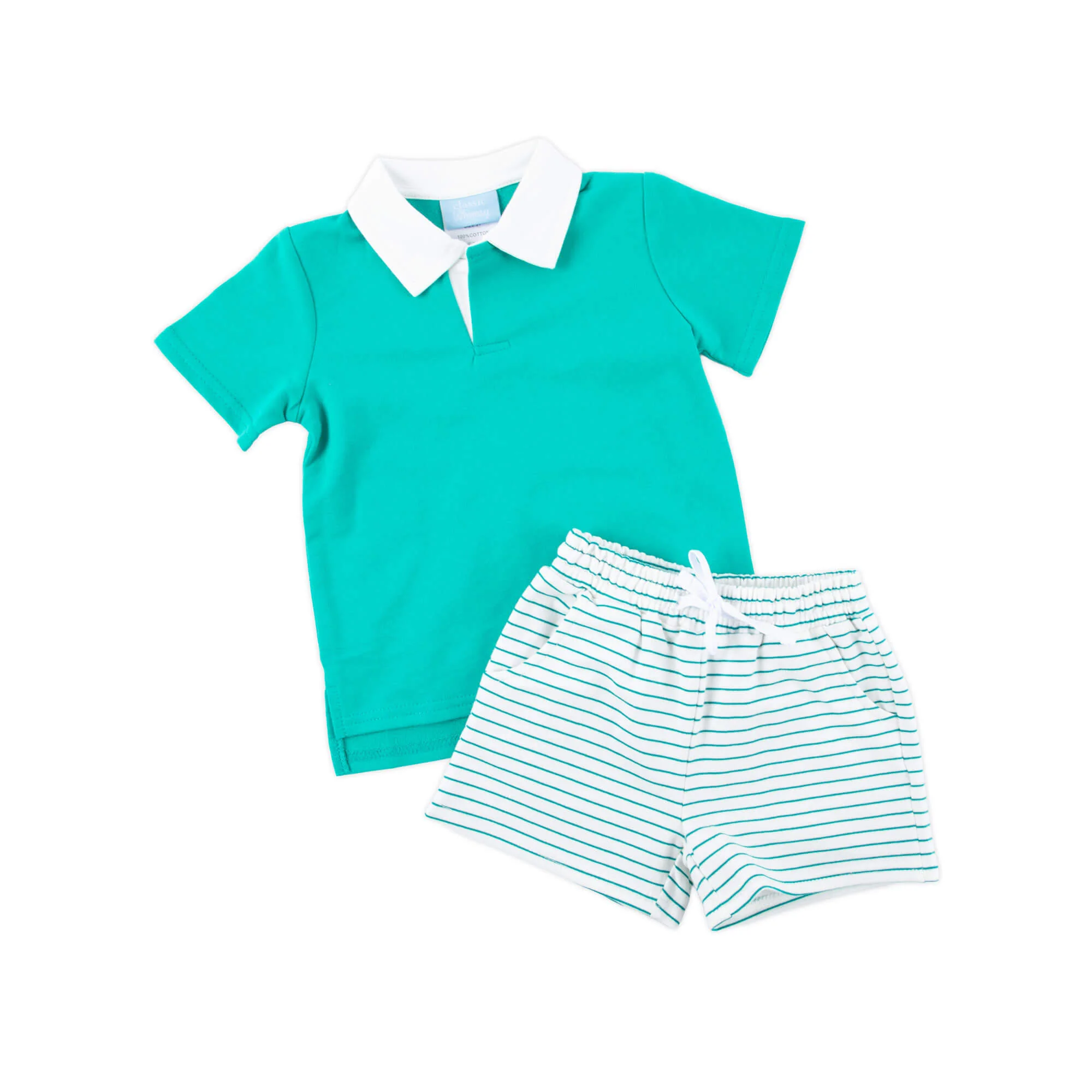 Green Terry Polo Short Set - Image 3