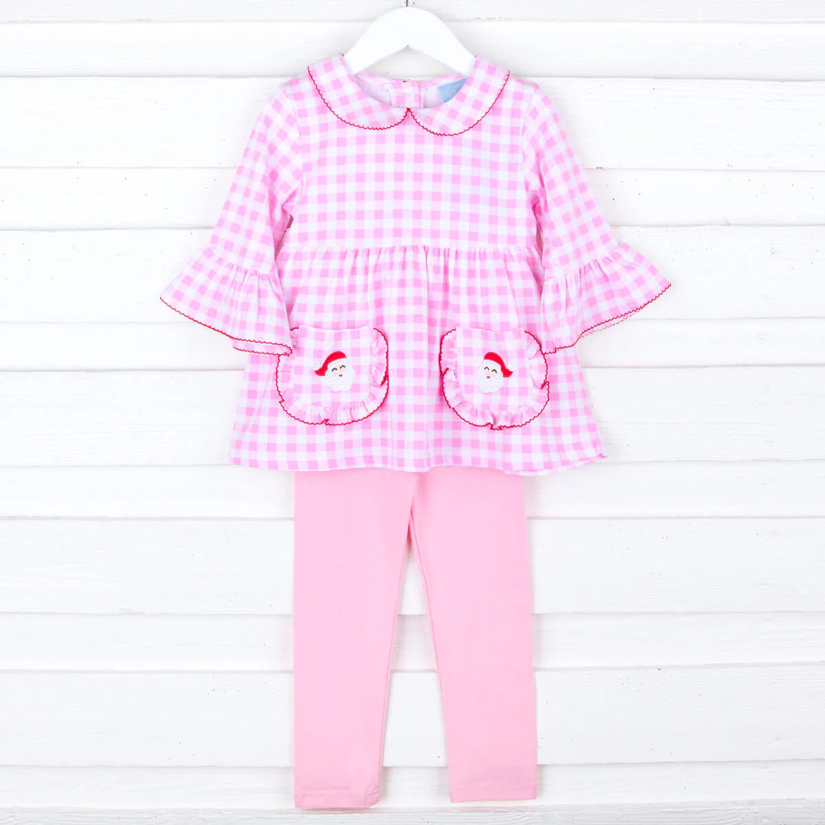 Happy Santa Pink Gingham Caroline Legging Set - Image 4