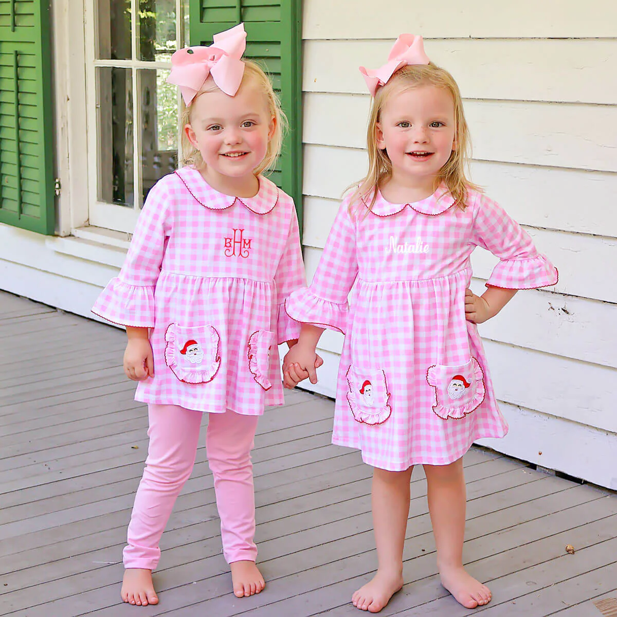 Happy Santa Pink Gingham Caroline Legging Set - Image 5